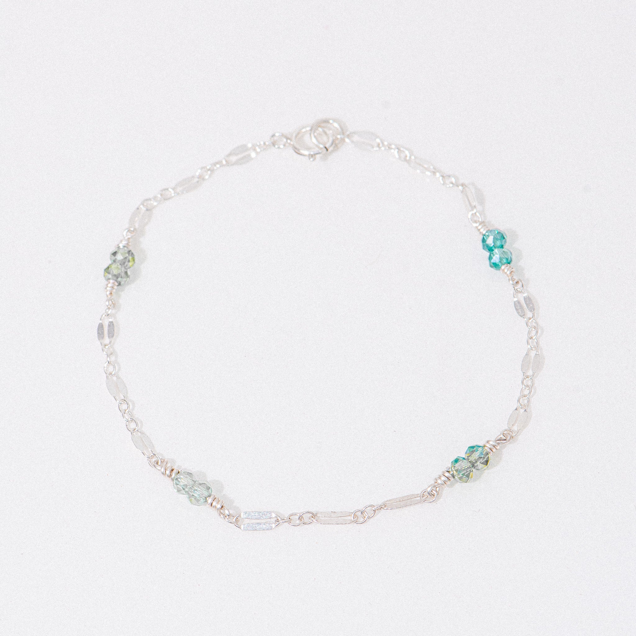 Silver Green Chinese Gemstone Bracelet