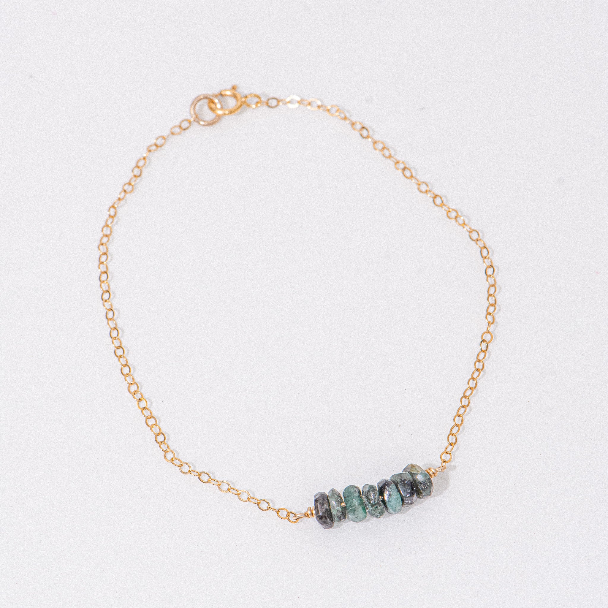 Gold Moss Aquamarine Bar Bracelet