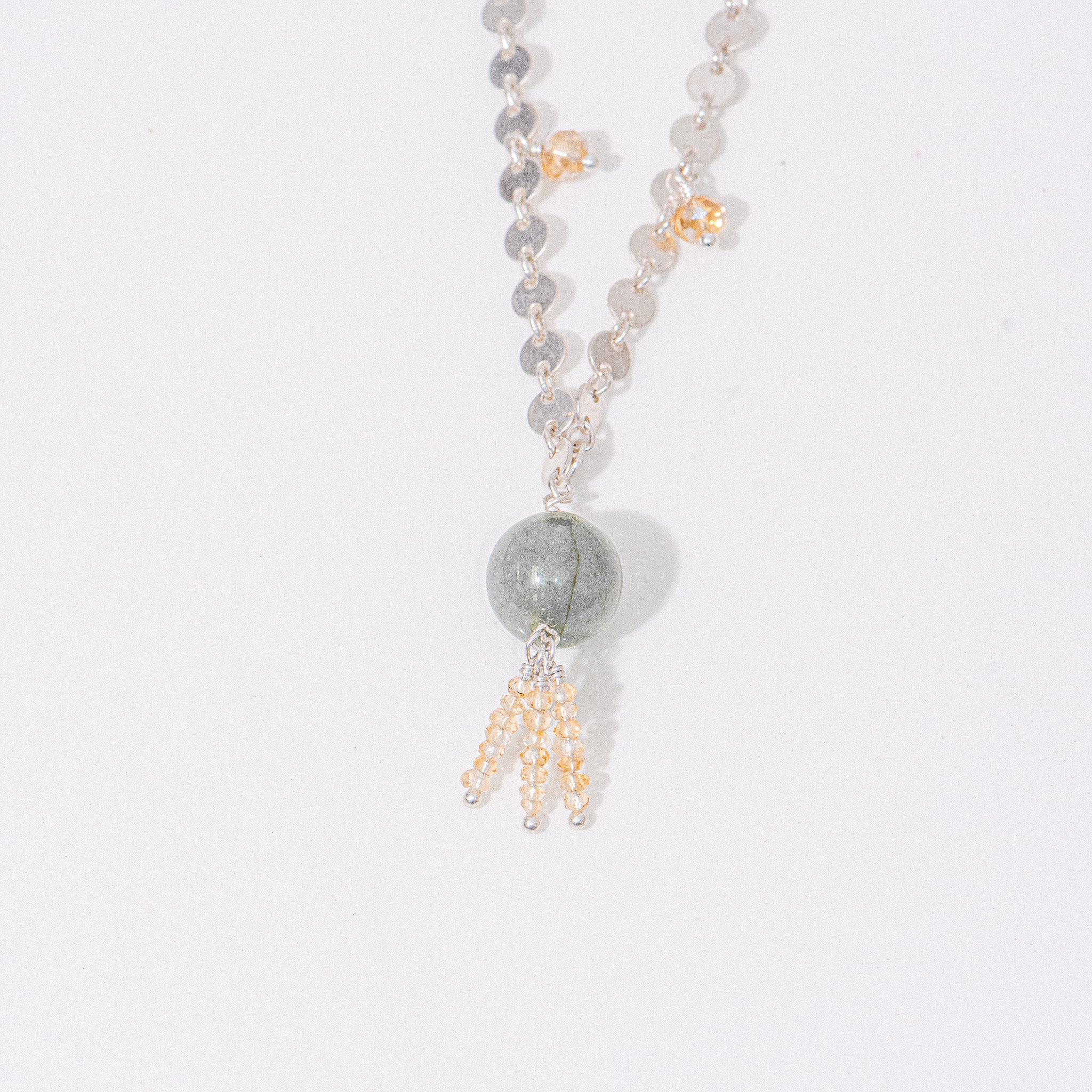 Silver Jade and Citrine Necklace