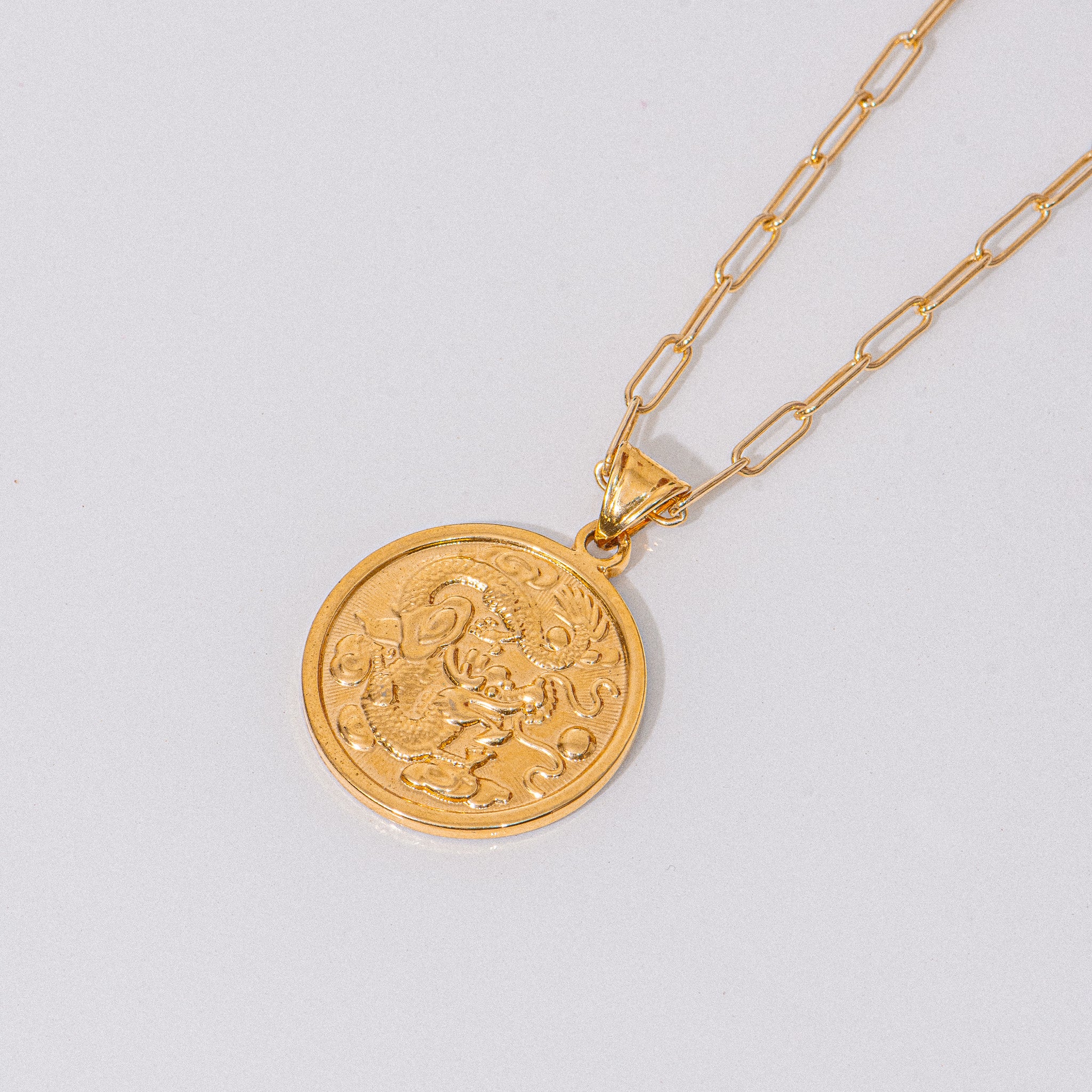Gold Dragon Pendant Necklace