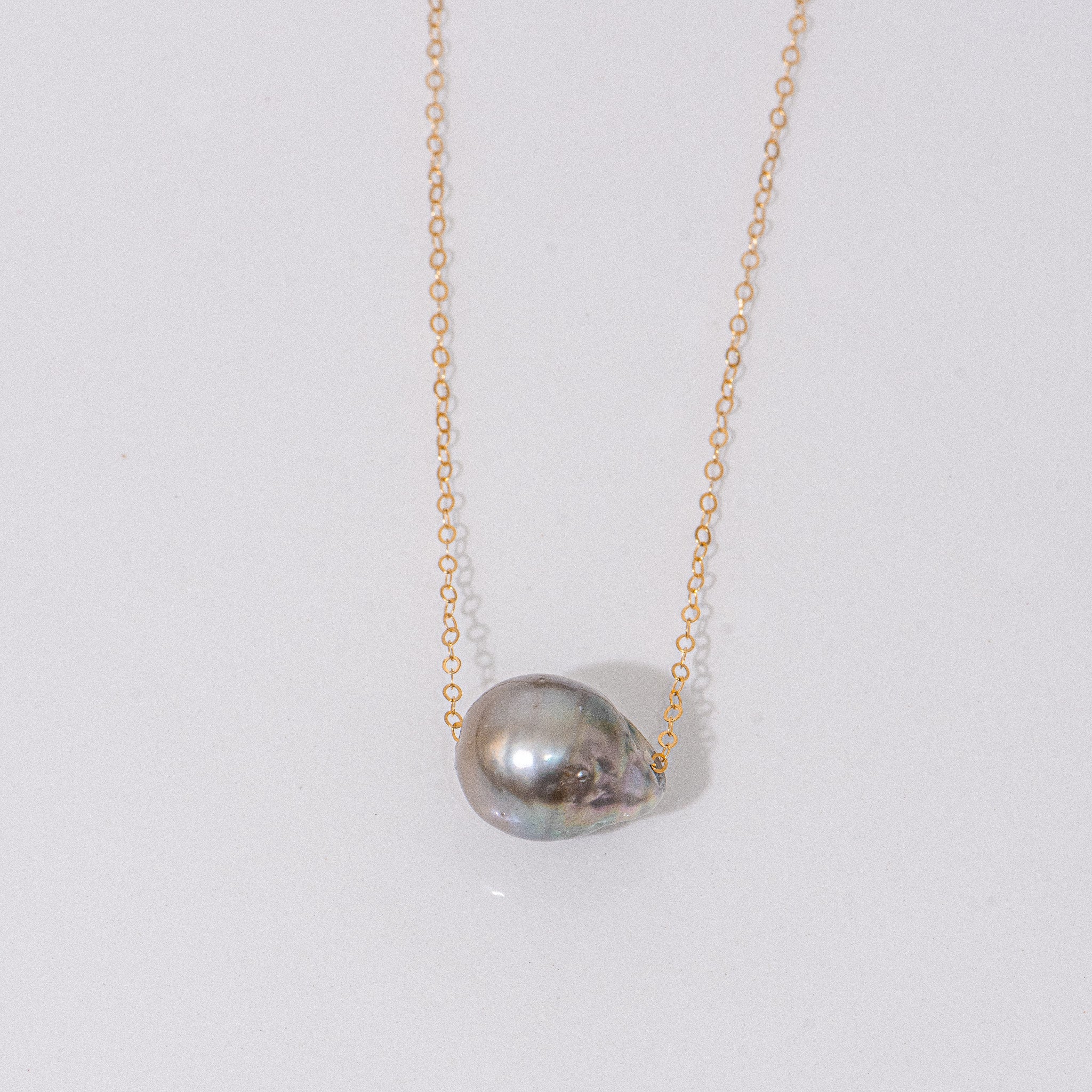 Gold Tahitian Pearl Floating Necklace