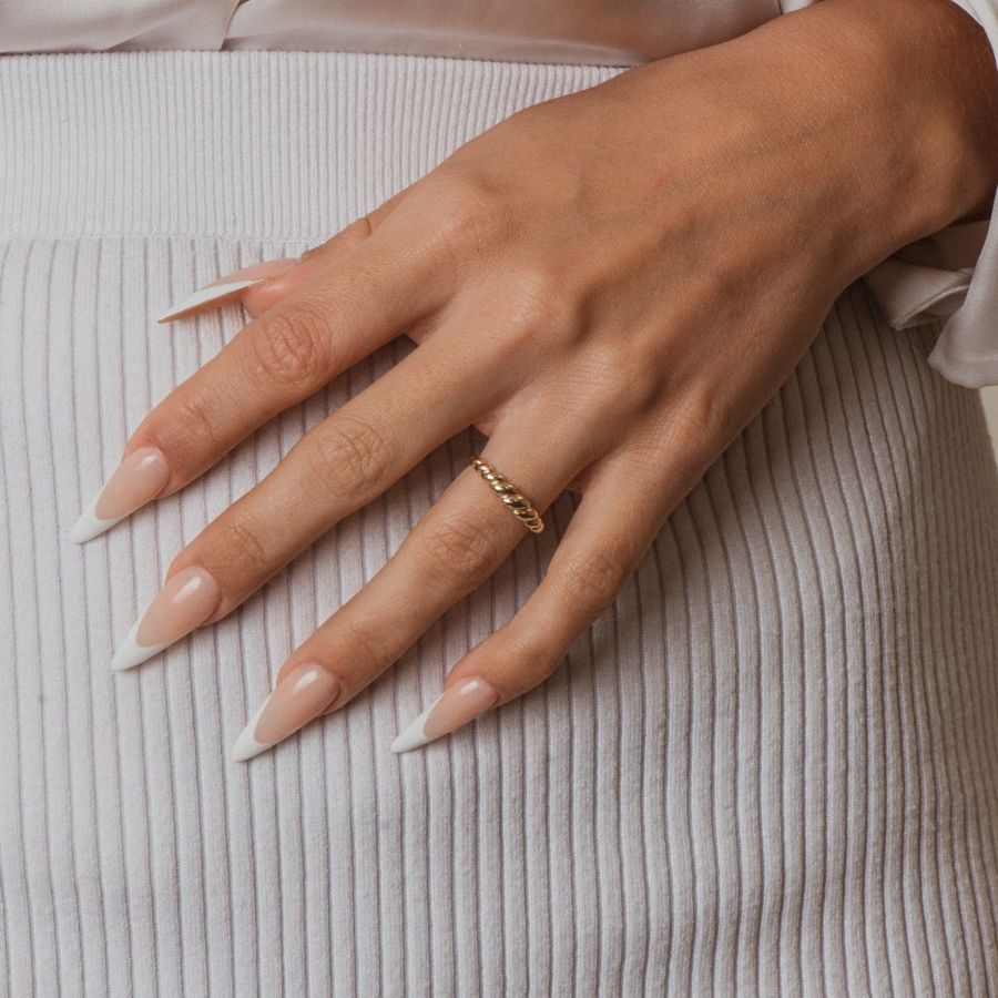 14K Solid Gold Rope Dome Ring
