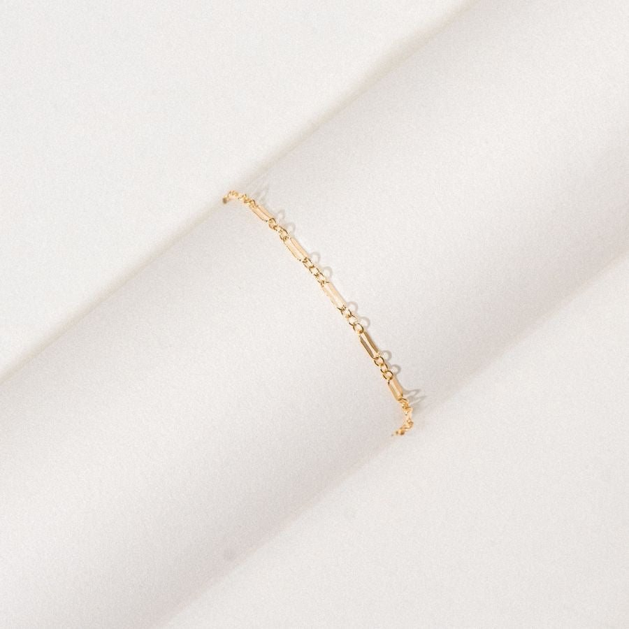 14K Gold Filled or Sterling Silver Flat Chain Bracelet. Tarnish resistant and waterproof handmade jewelry.