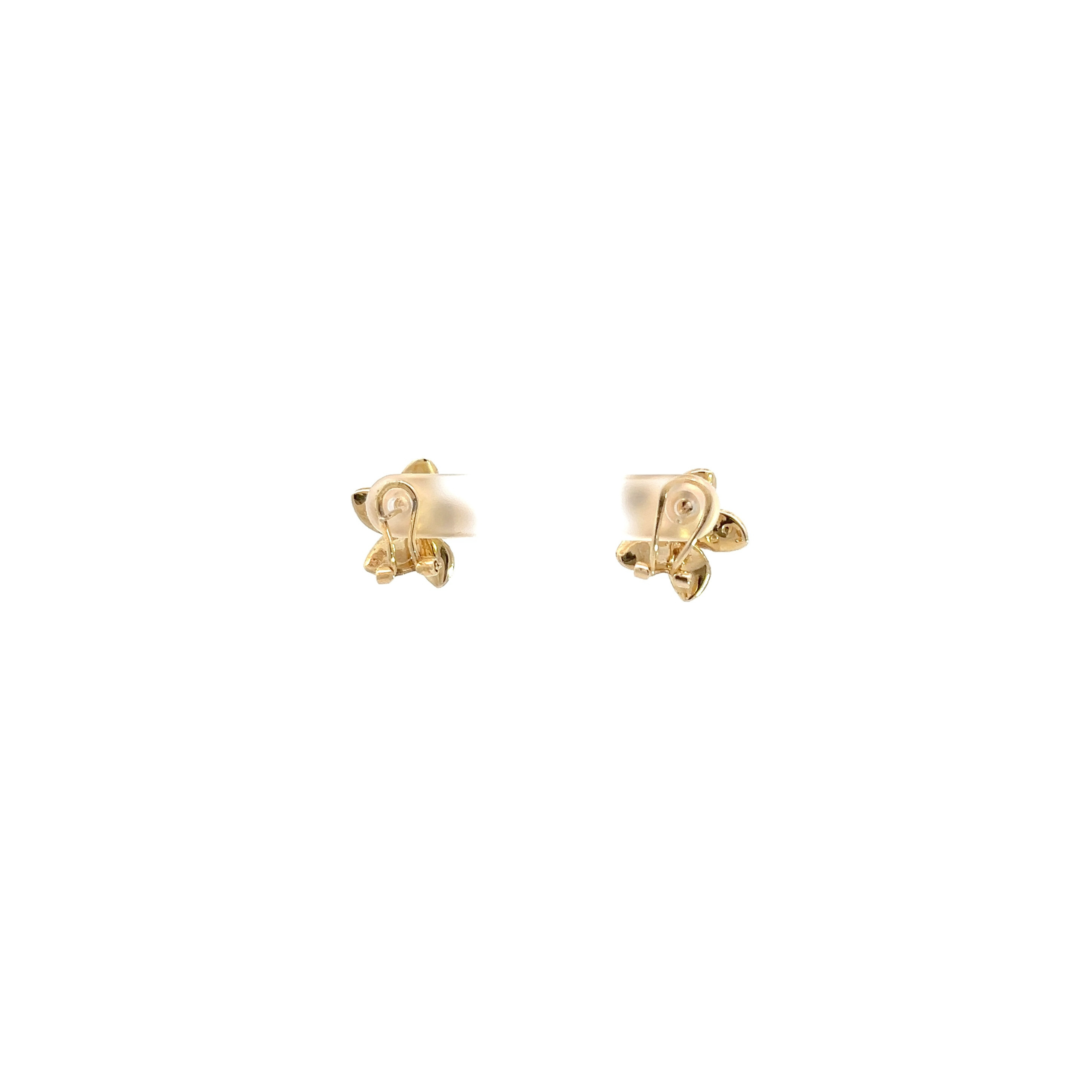 14K Yellow Gold Smooth Plumeria Hinge Back Studs