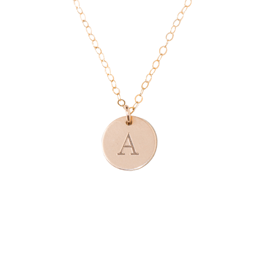 14K Gold Fill Circle Engraving Classic Chain