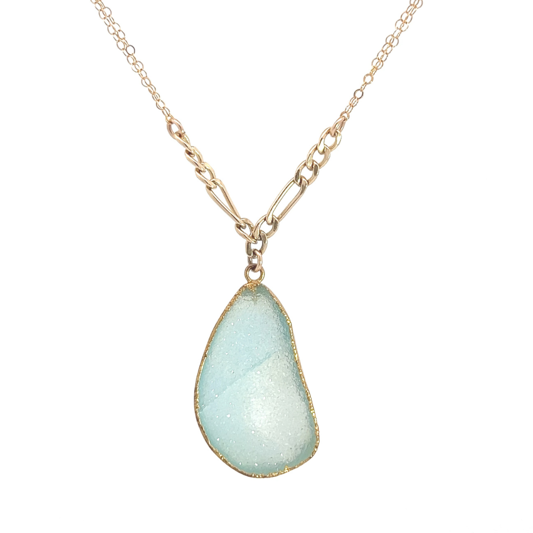 14k Gold Fill Statement Druzy Necklace 