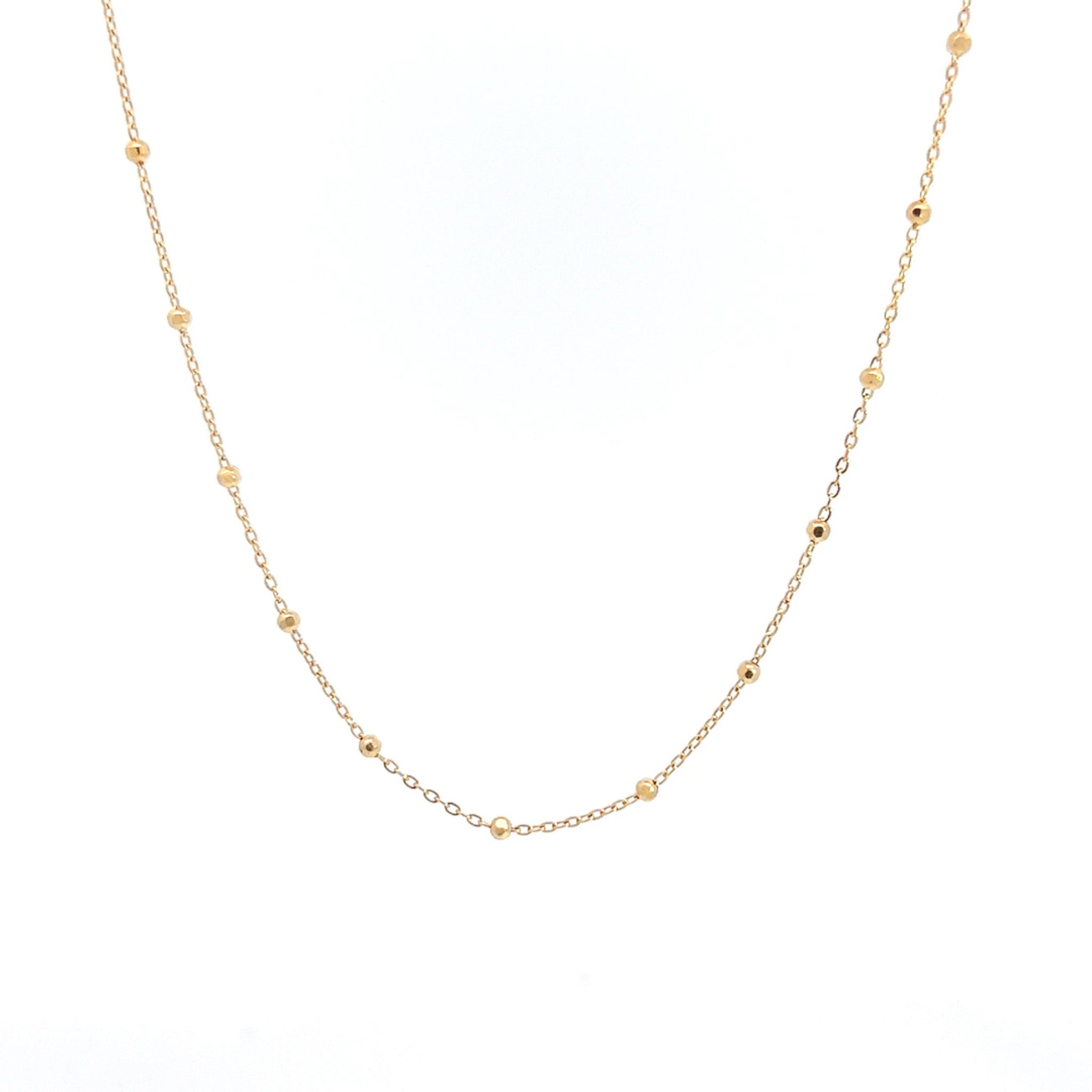 14k Solid Gold Bead Chain Necklace