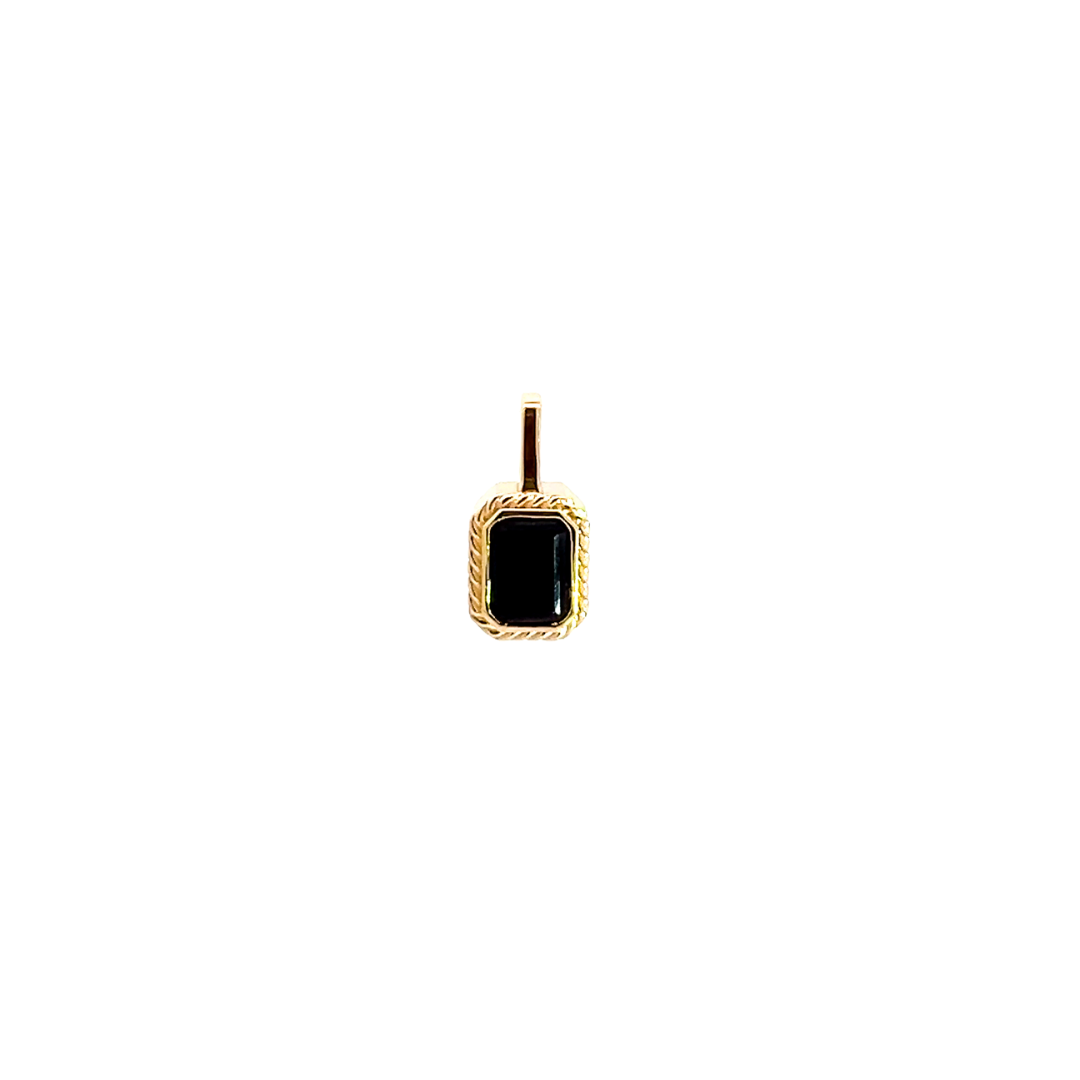 14K Solid Gold Black Onyx Pendant