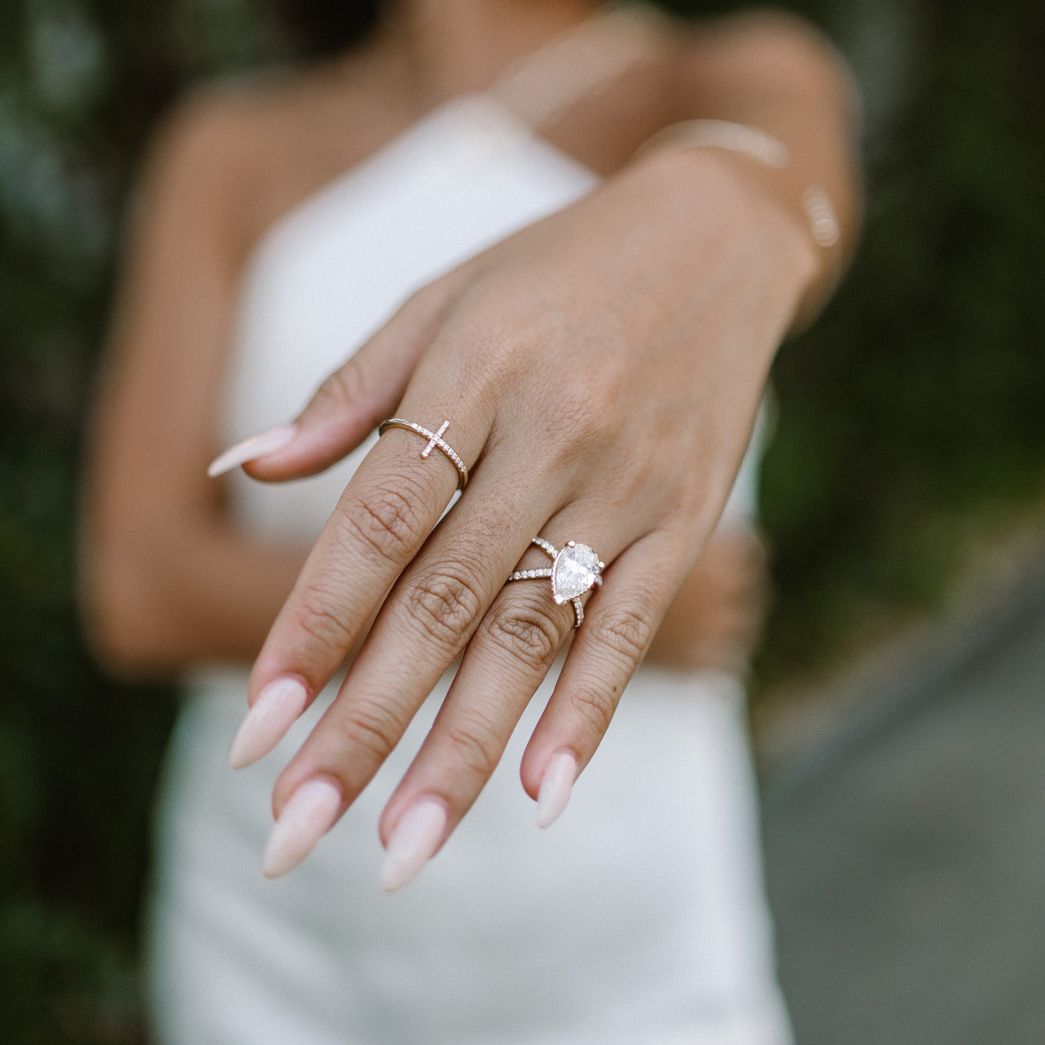 14K Solid Gold Diamond Cross Ring