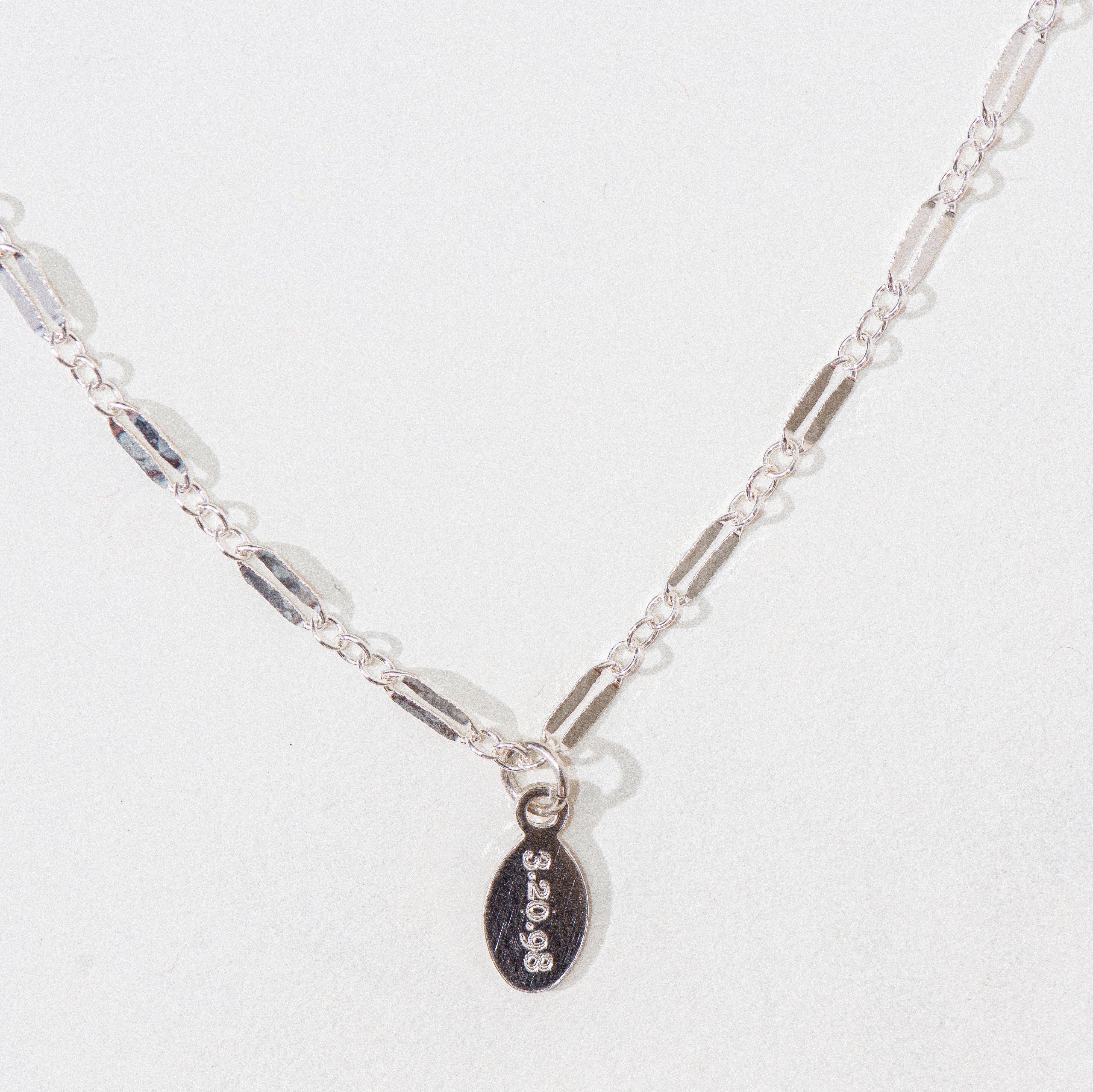 Silver Engraved Mini Oval Necklace