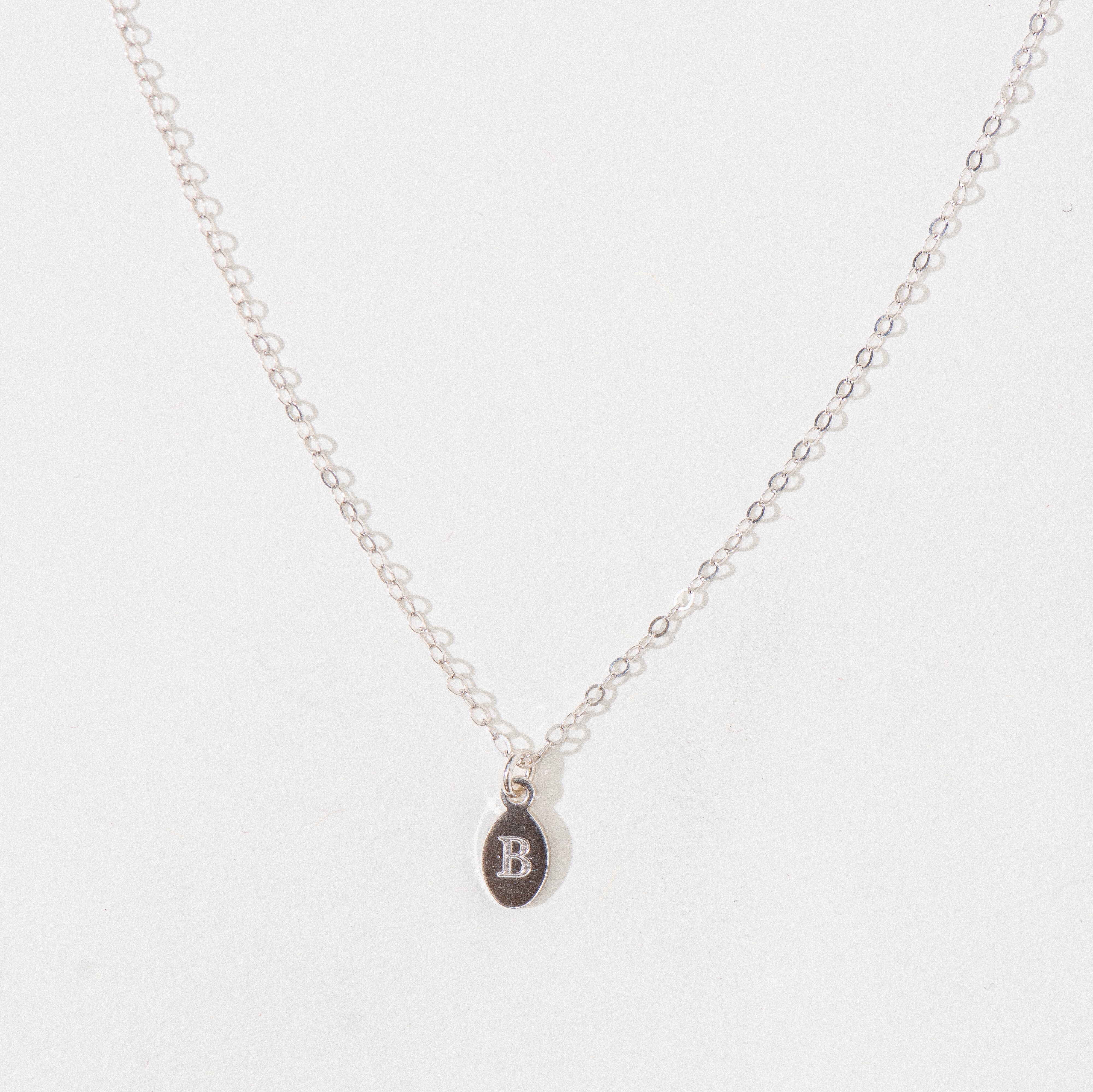 Silver Engraved Mini Oval Necklace