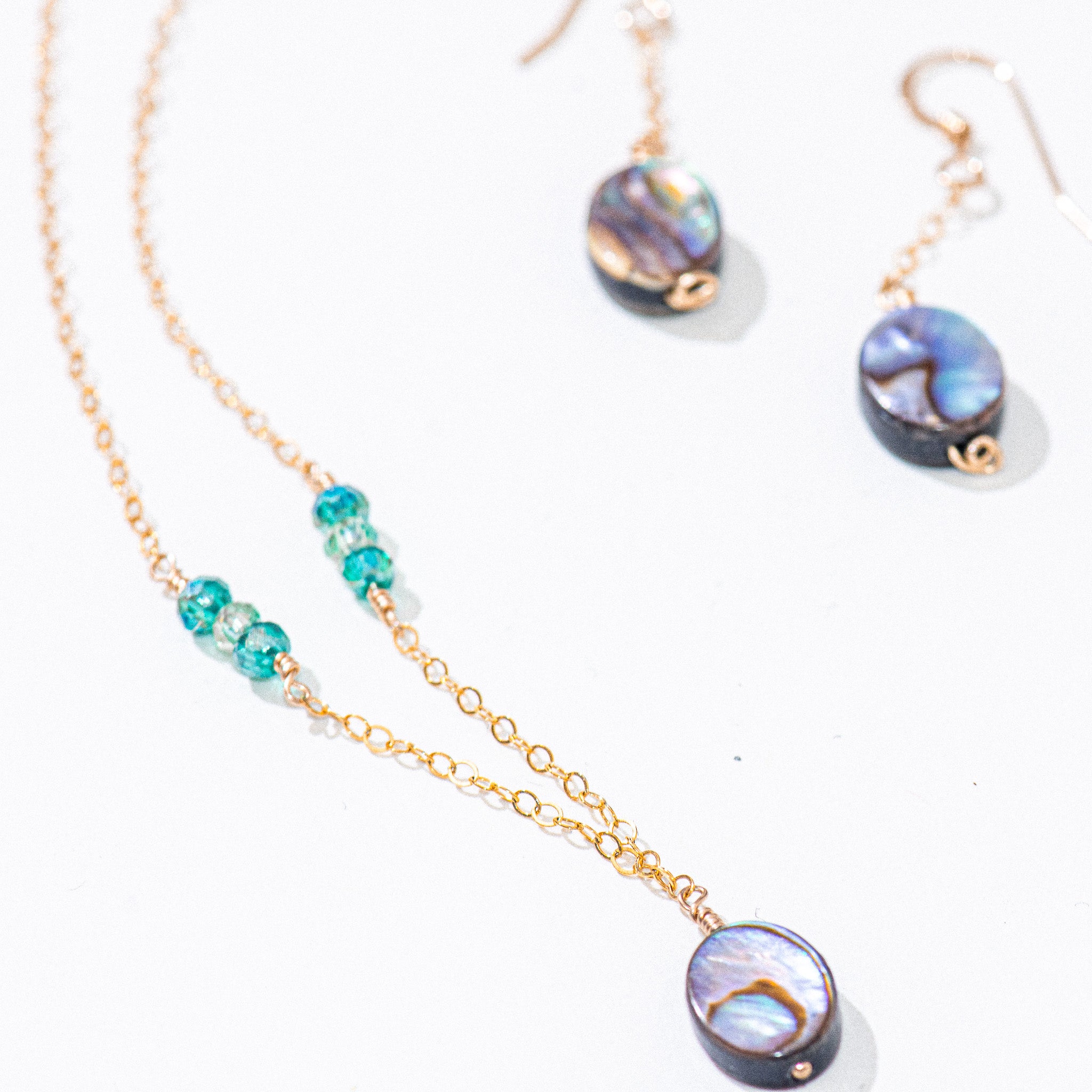 Abalone & Chinese Gemstone Classic Chain Necklace