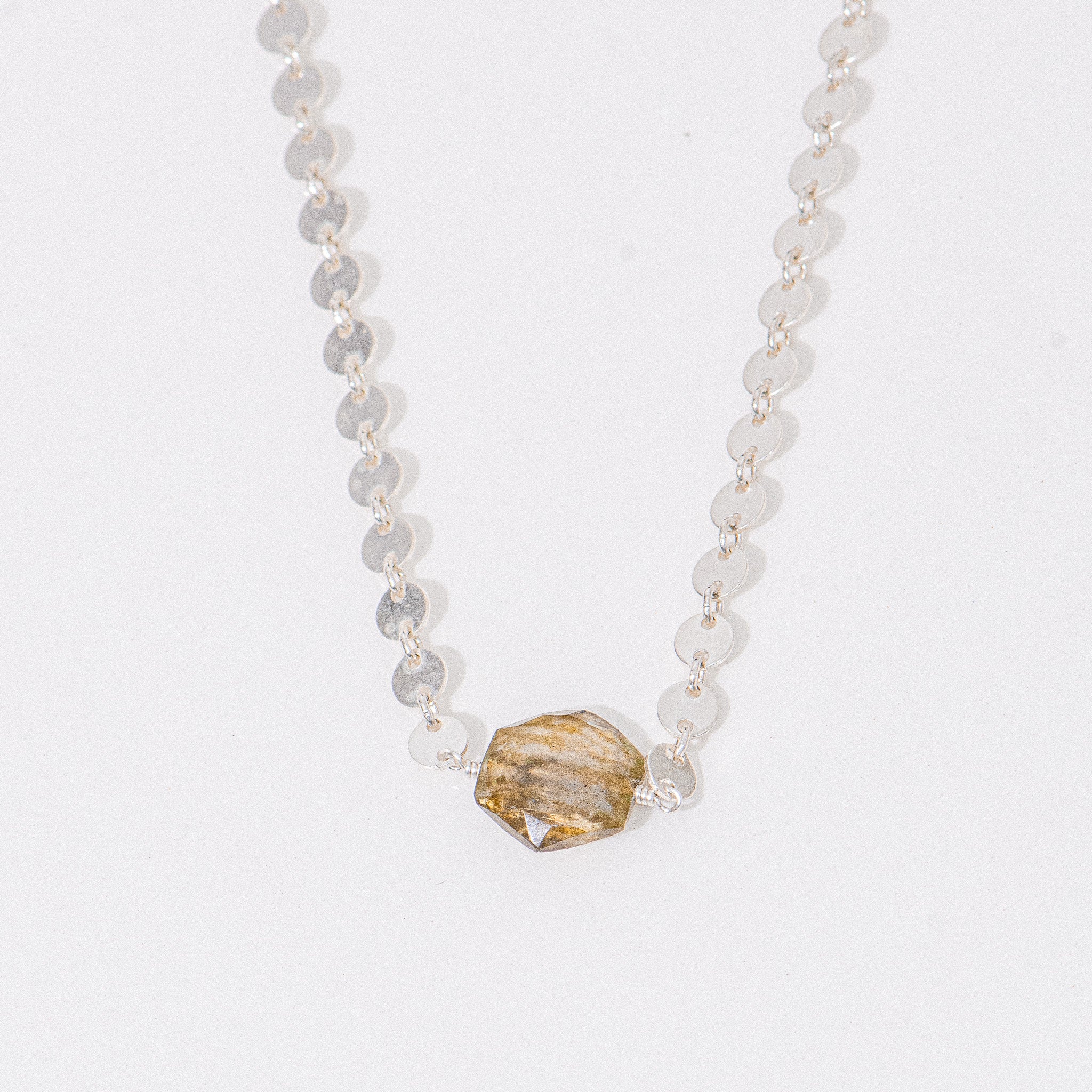 Silver Labradorite Bar Necklace