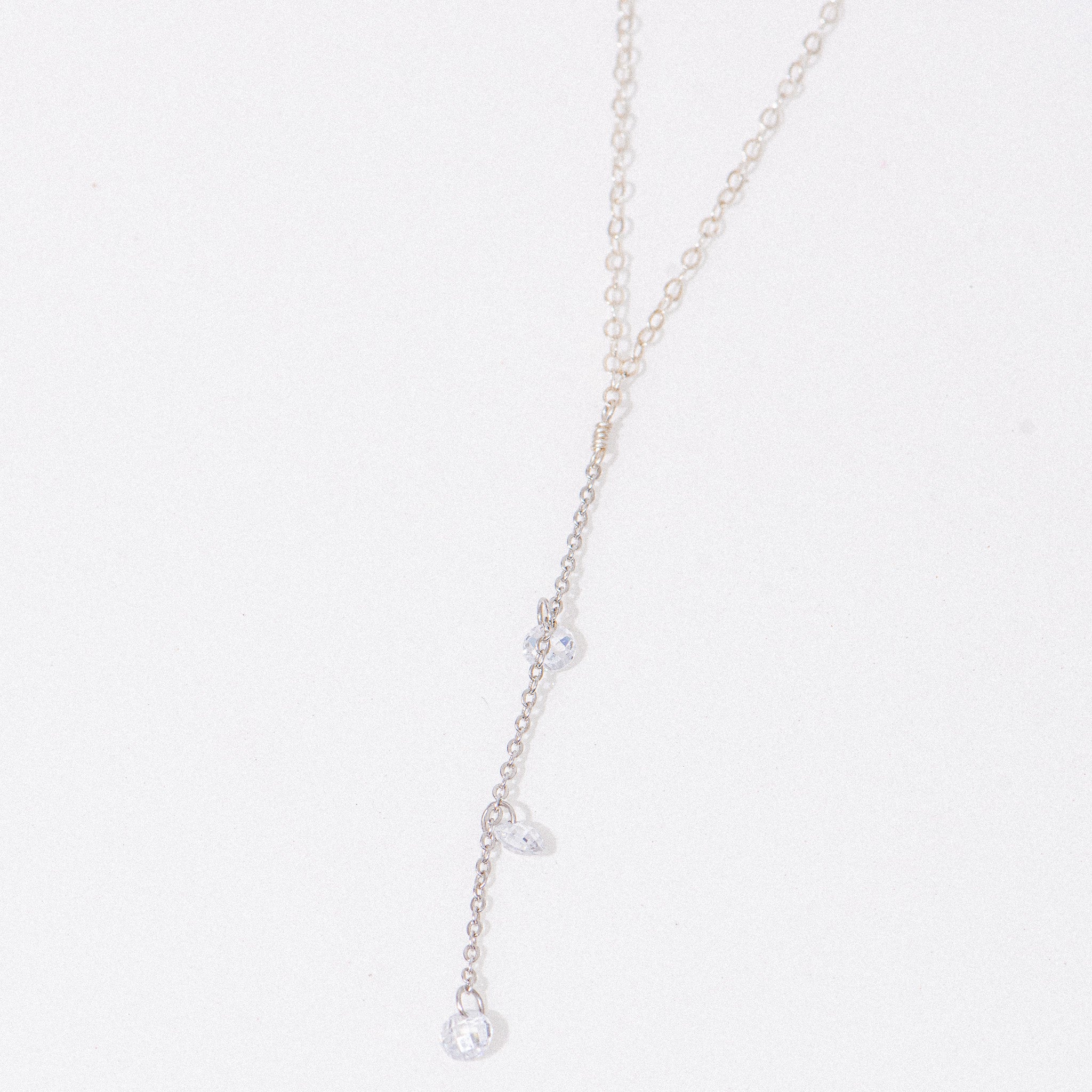 Silver Dainty CZ Drop Necklace