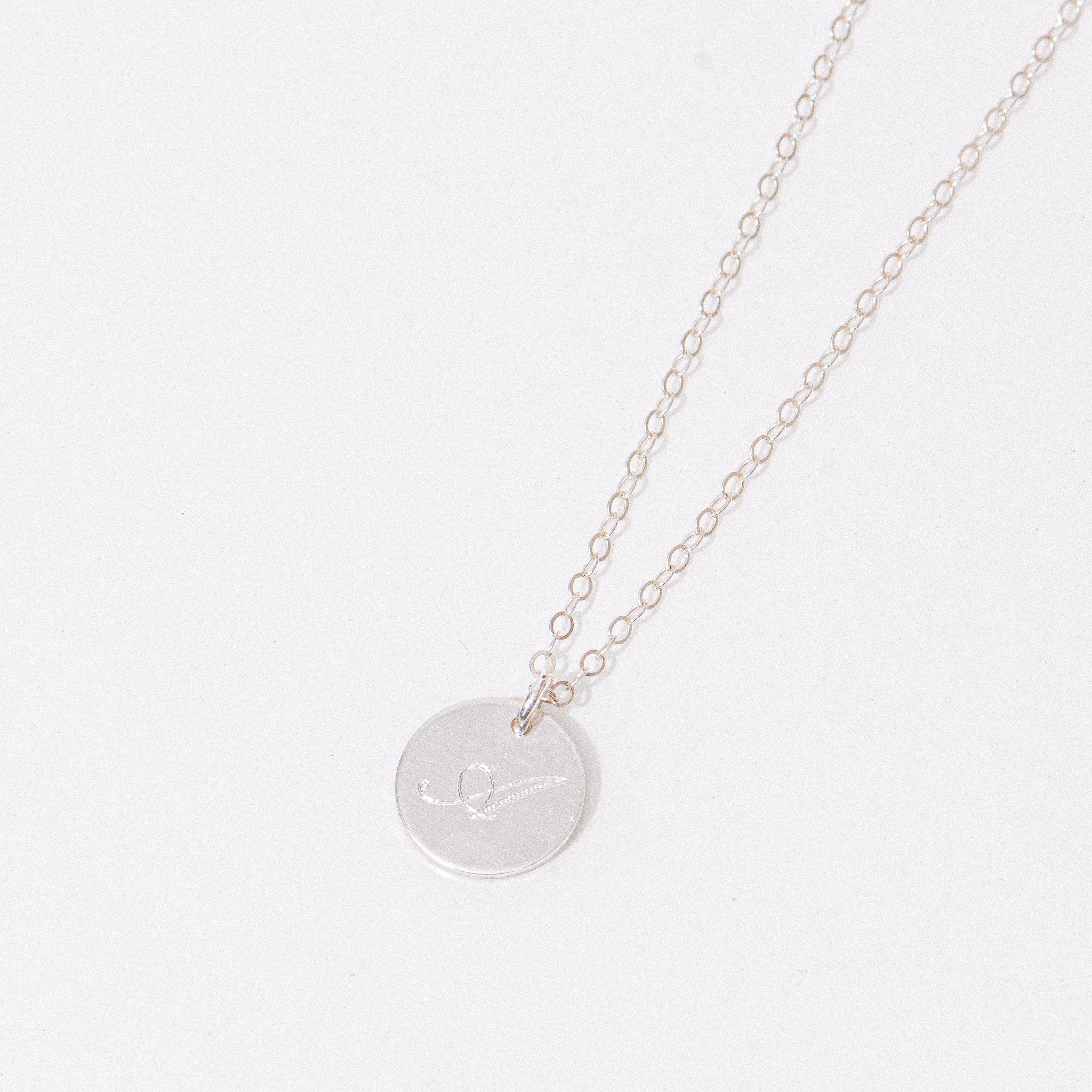 Silver Circle Fancy Engraved 'A' Necklace