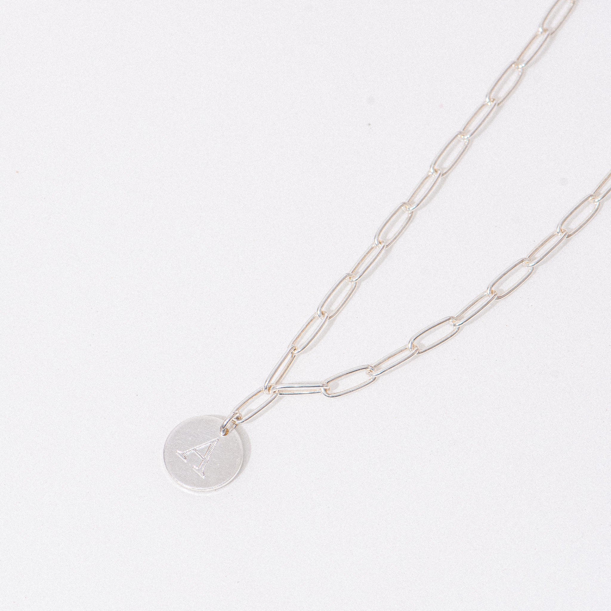 Silver Engraved 'A' Necklace