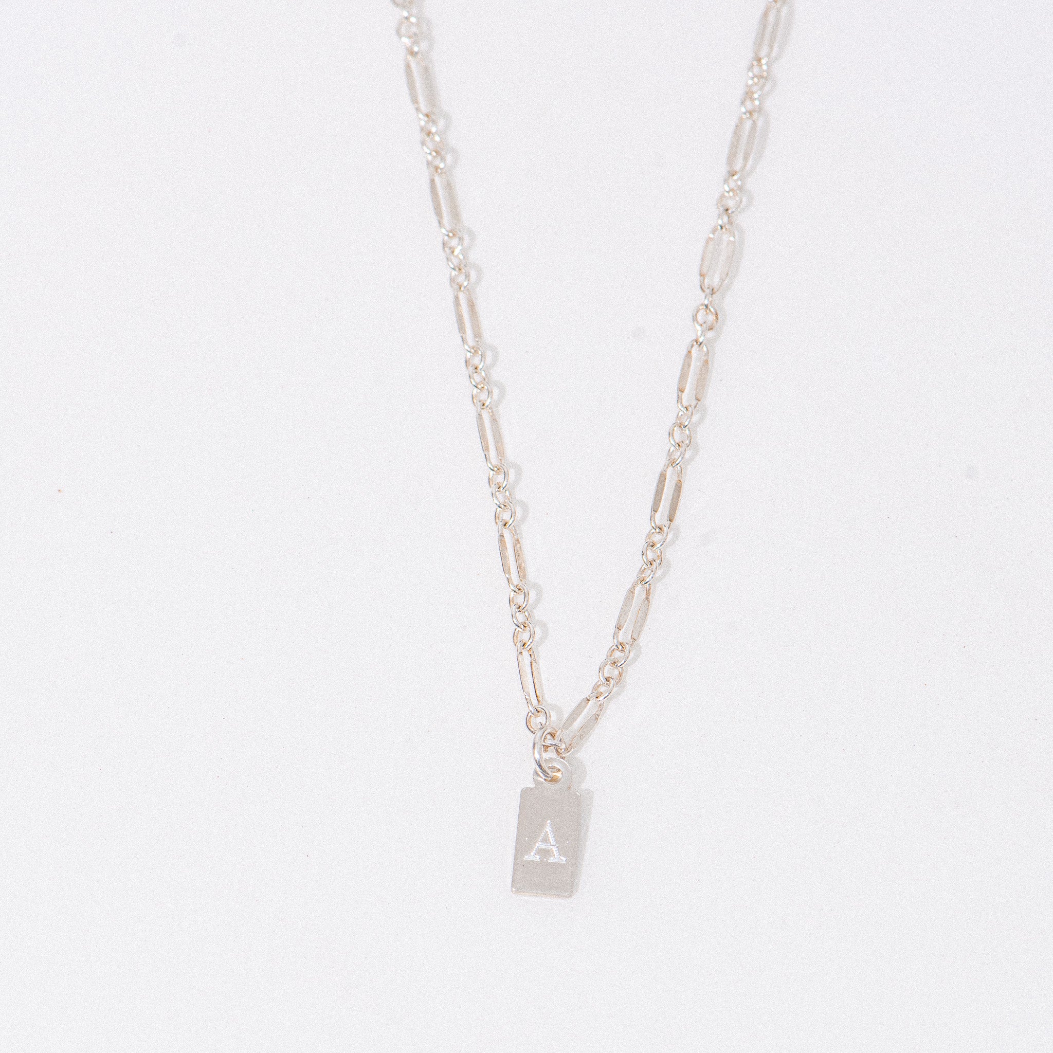 Silver Engraved 'A' Initial Necklace