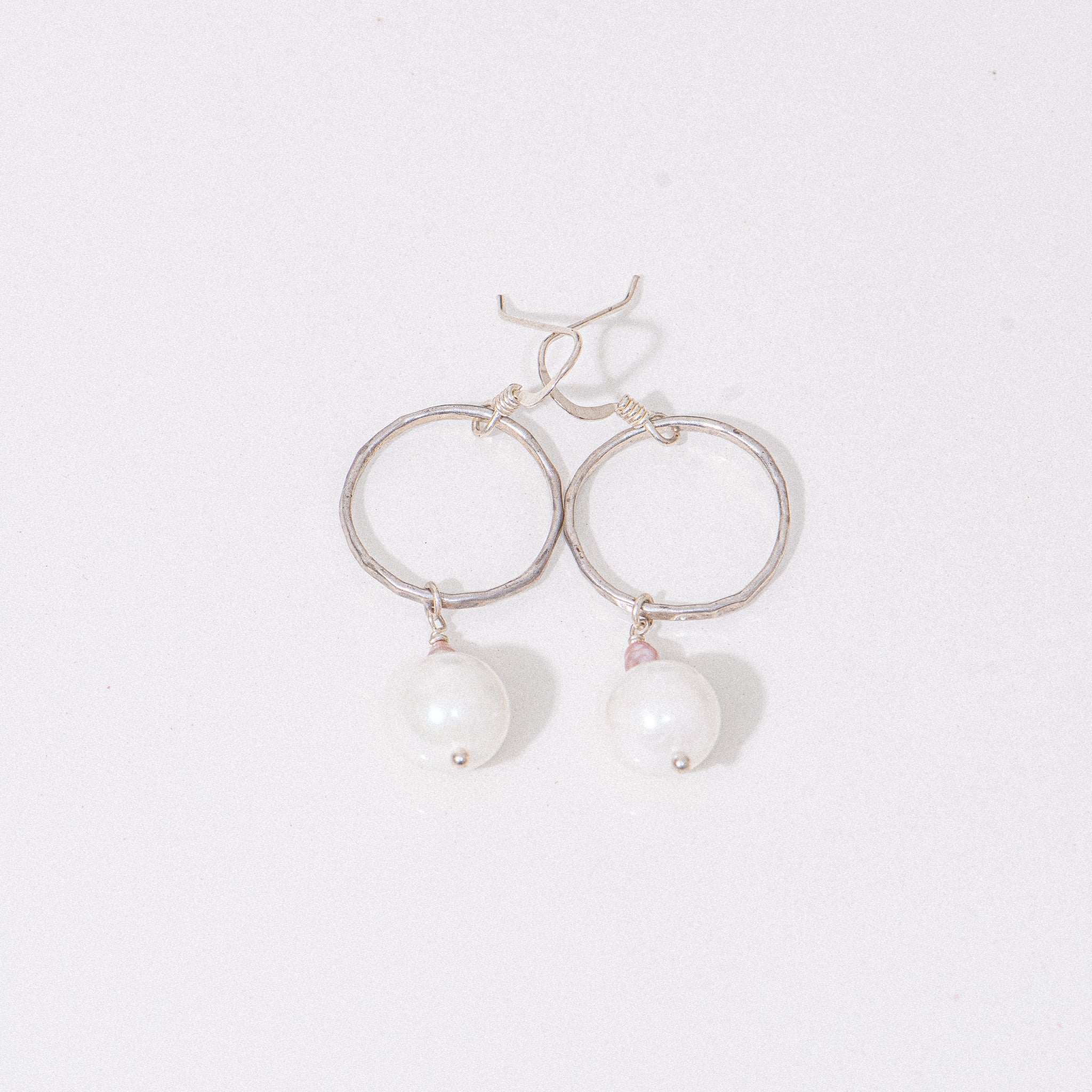 Silver Floating Pearl Earrings
