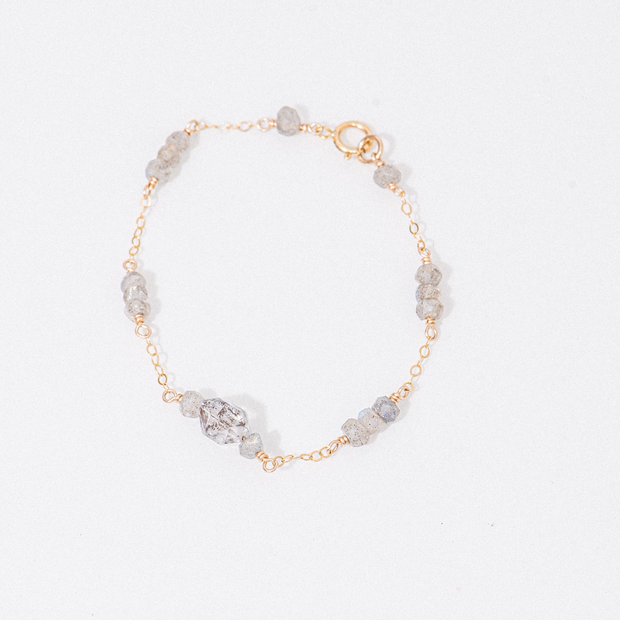 Gold Herkimer Diamond and Labradorite Bracelet
