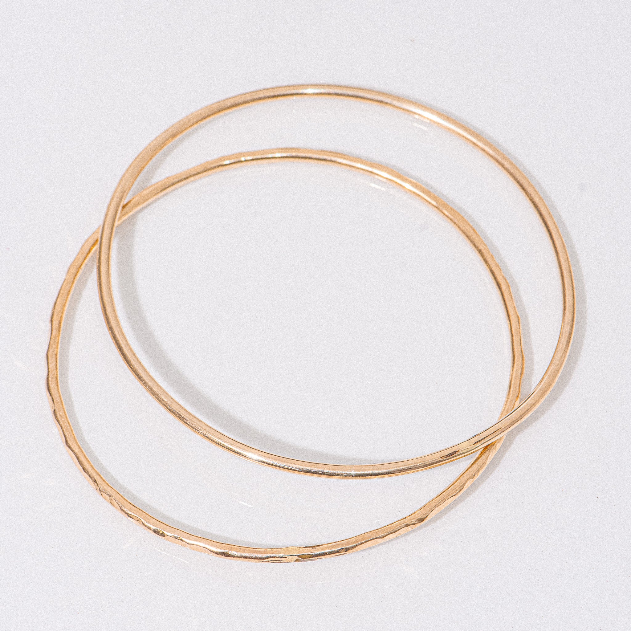 Gold Classic and Hammered Bangle Set