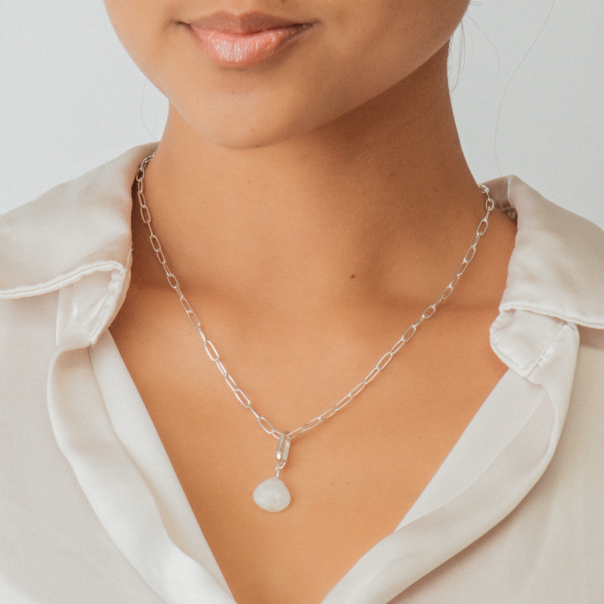 Silver Moonstone Bail Necklace