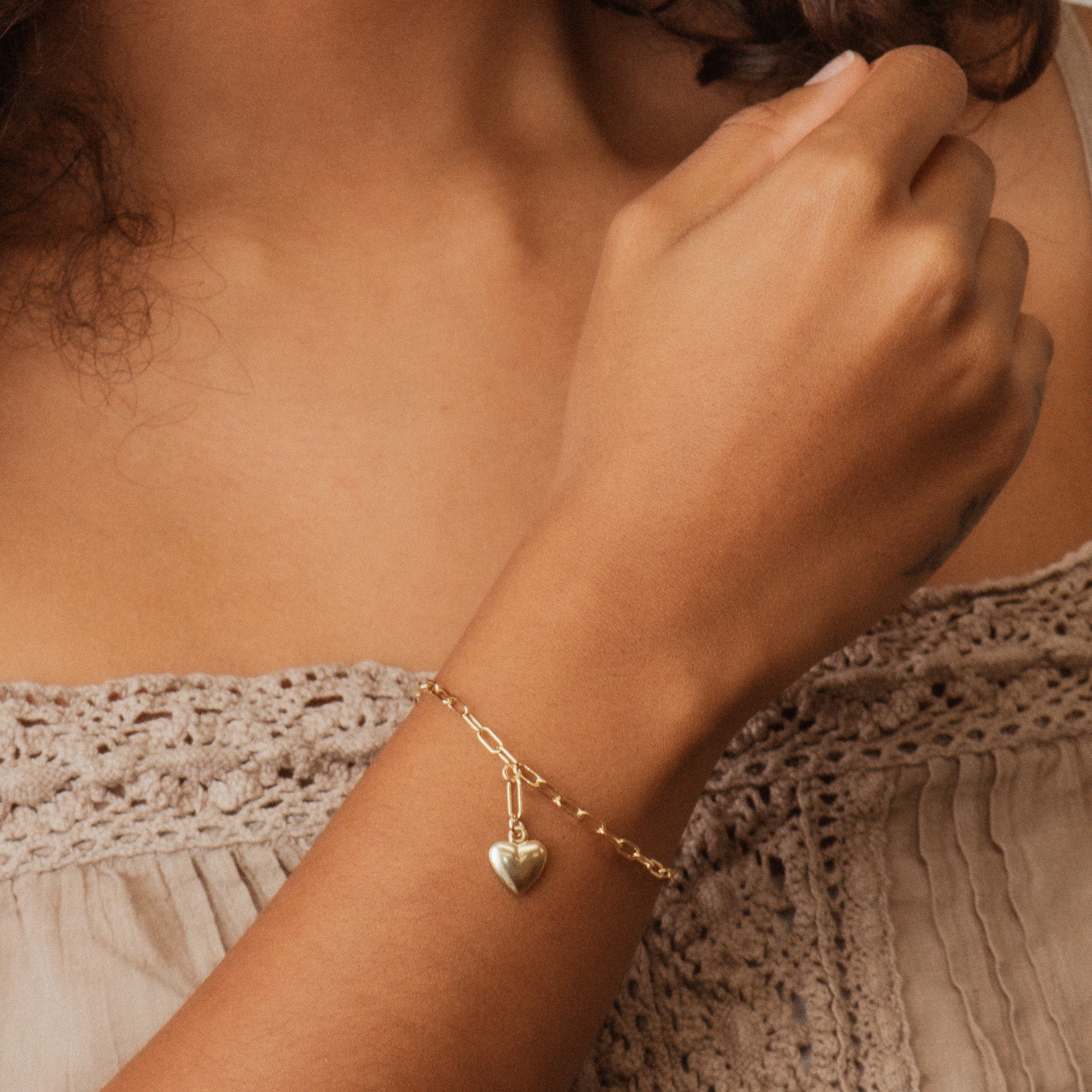 Gold Clip Heart Bracelet