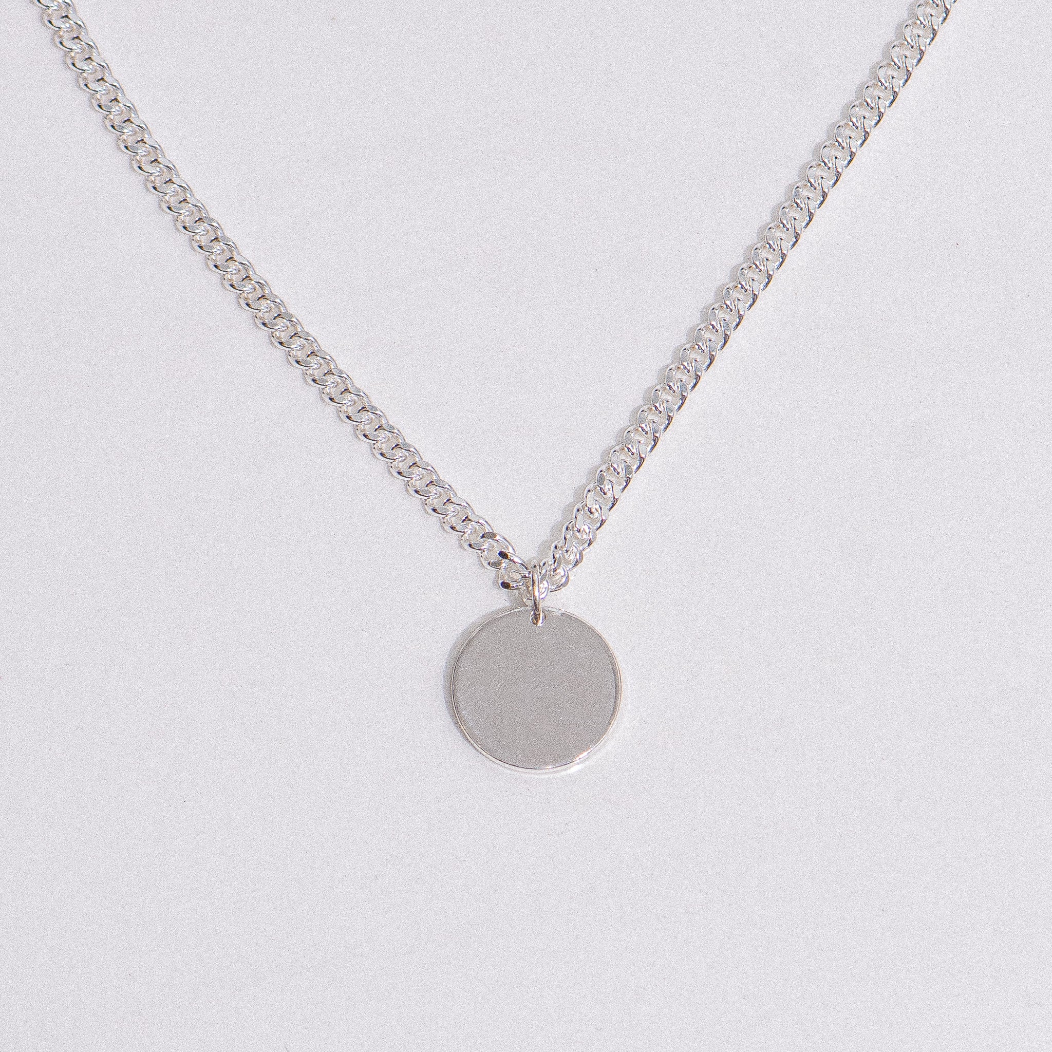 Large Engraveble Circle Charm Necklace