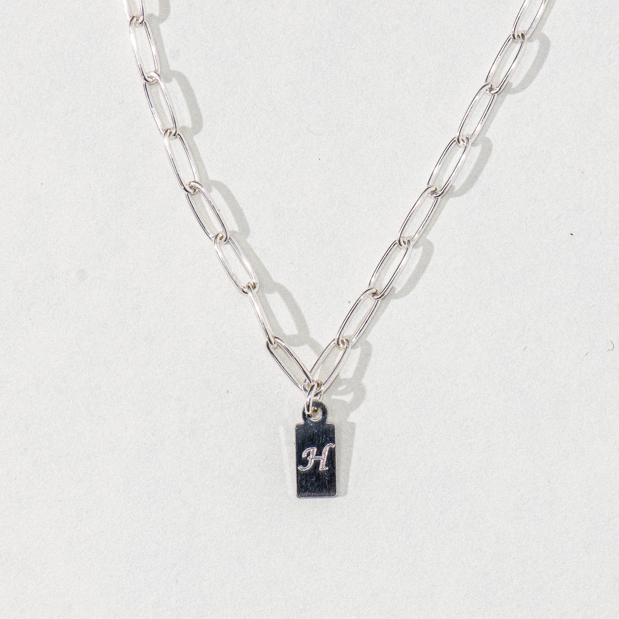 Silver Tag Engraved Necklace