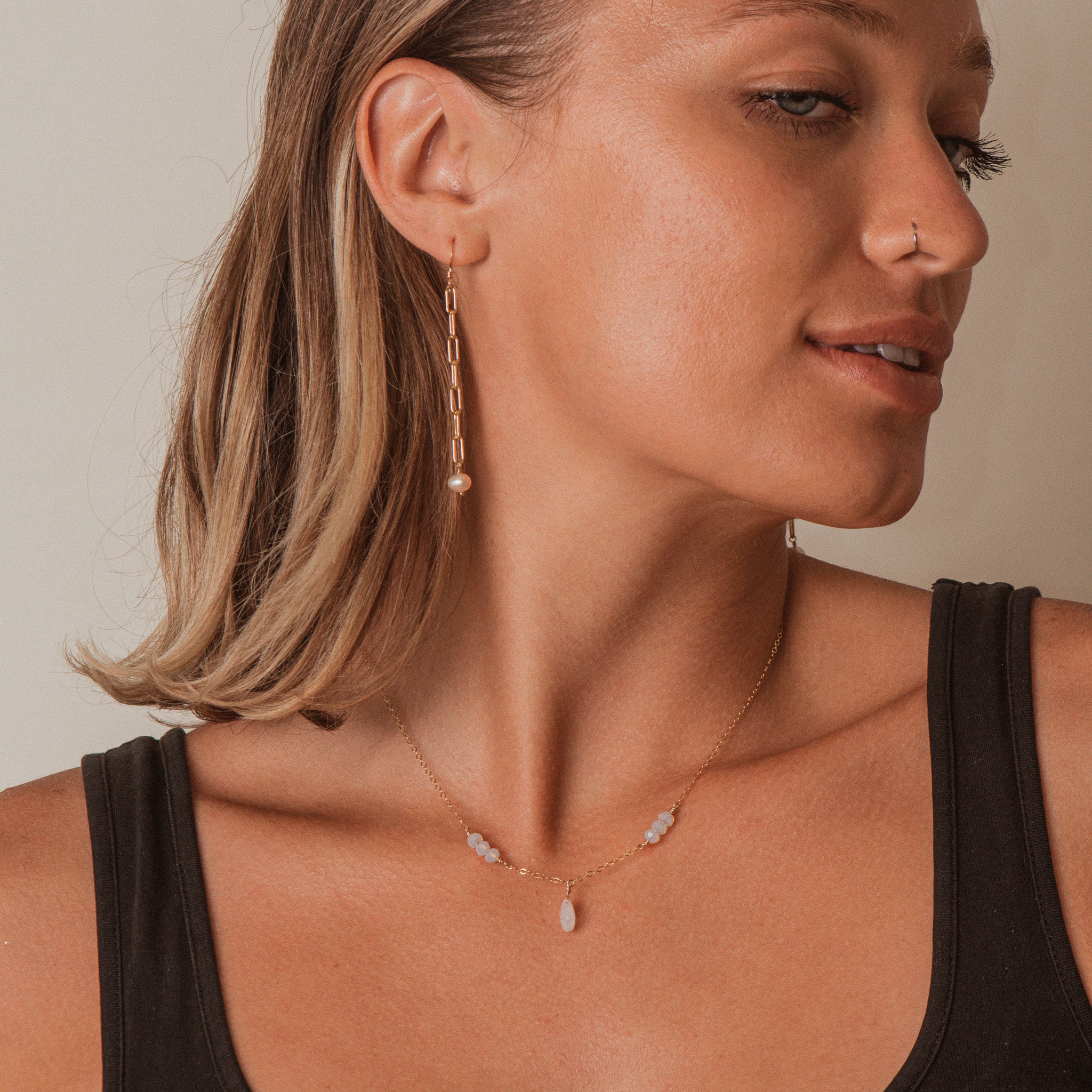 Clip Chain Earrings w/ Small Edison Pearls