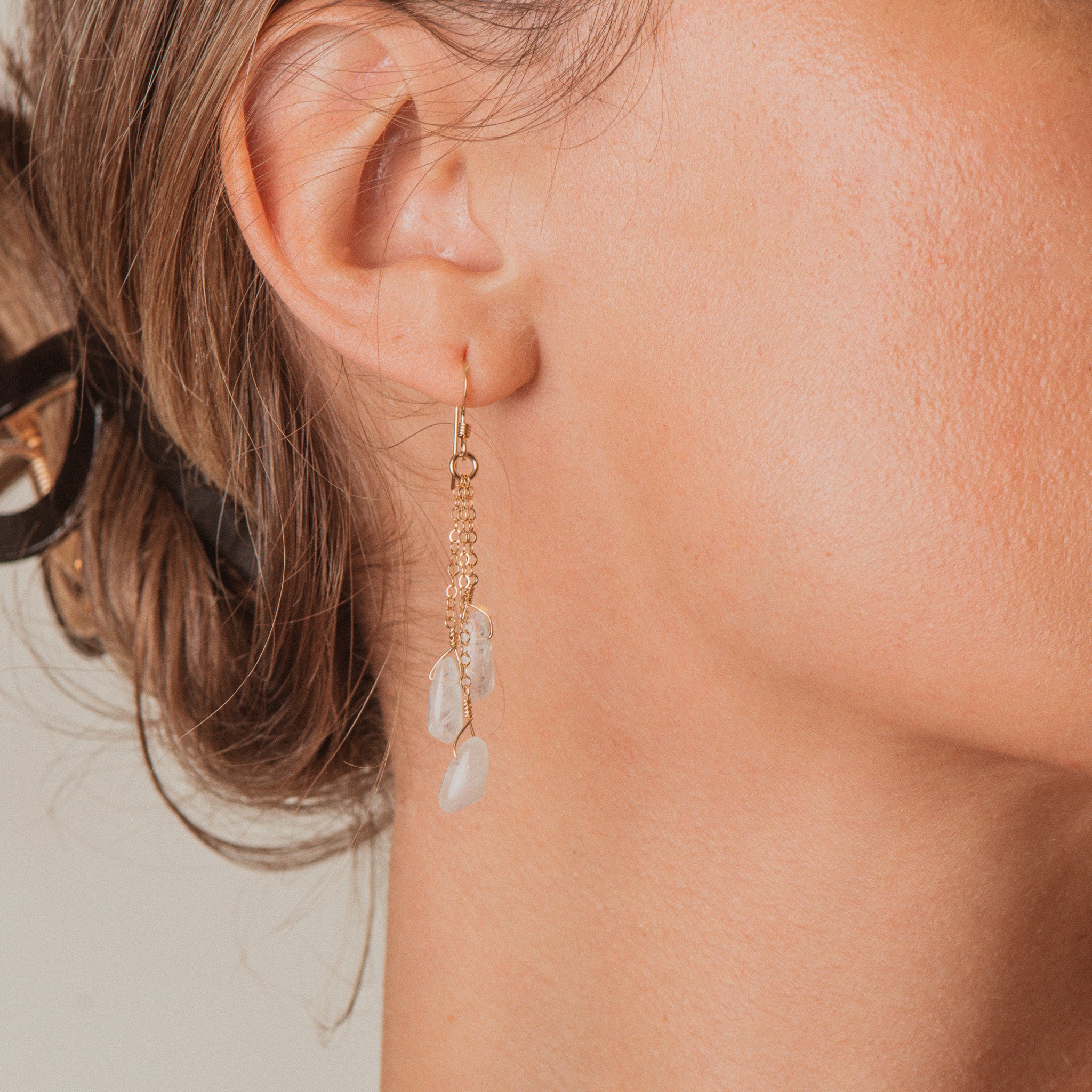 Clear Quartz Droplet Earrings