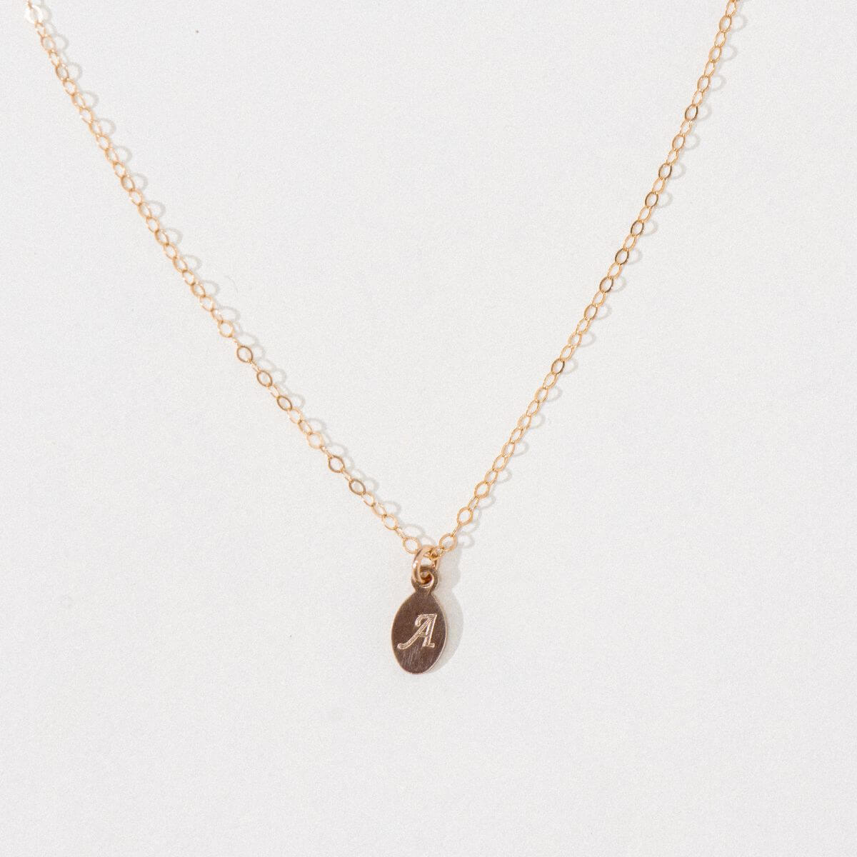 Gold Engraved Mini Oval Necklace
