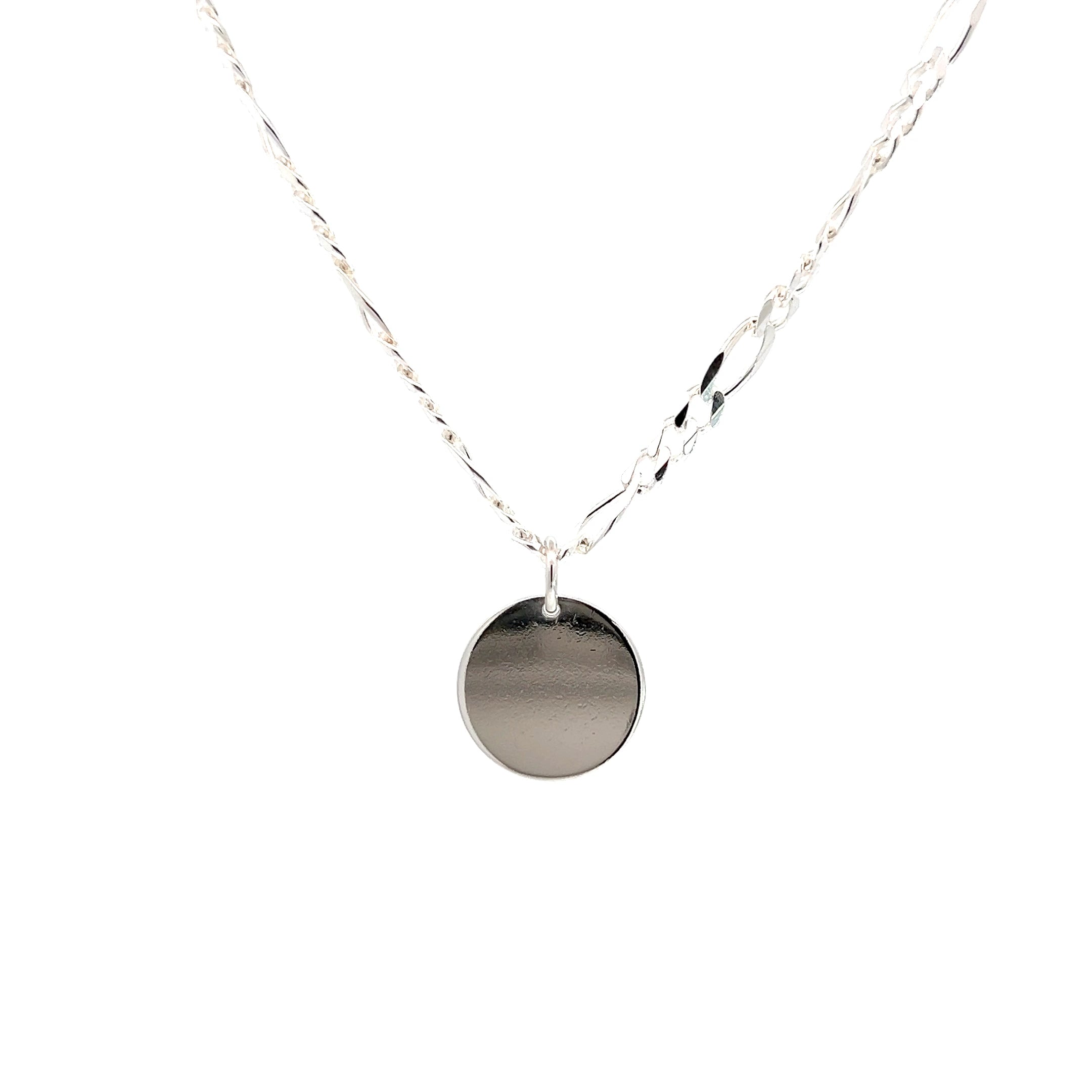 Sterling Silver Figaro Circle Pendant