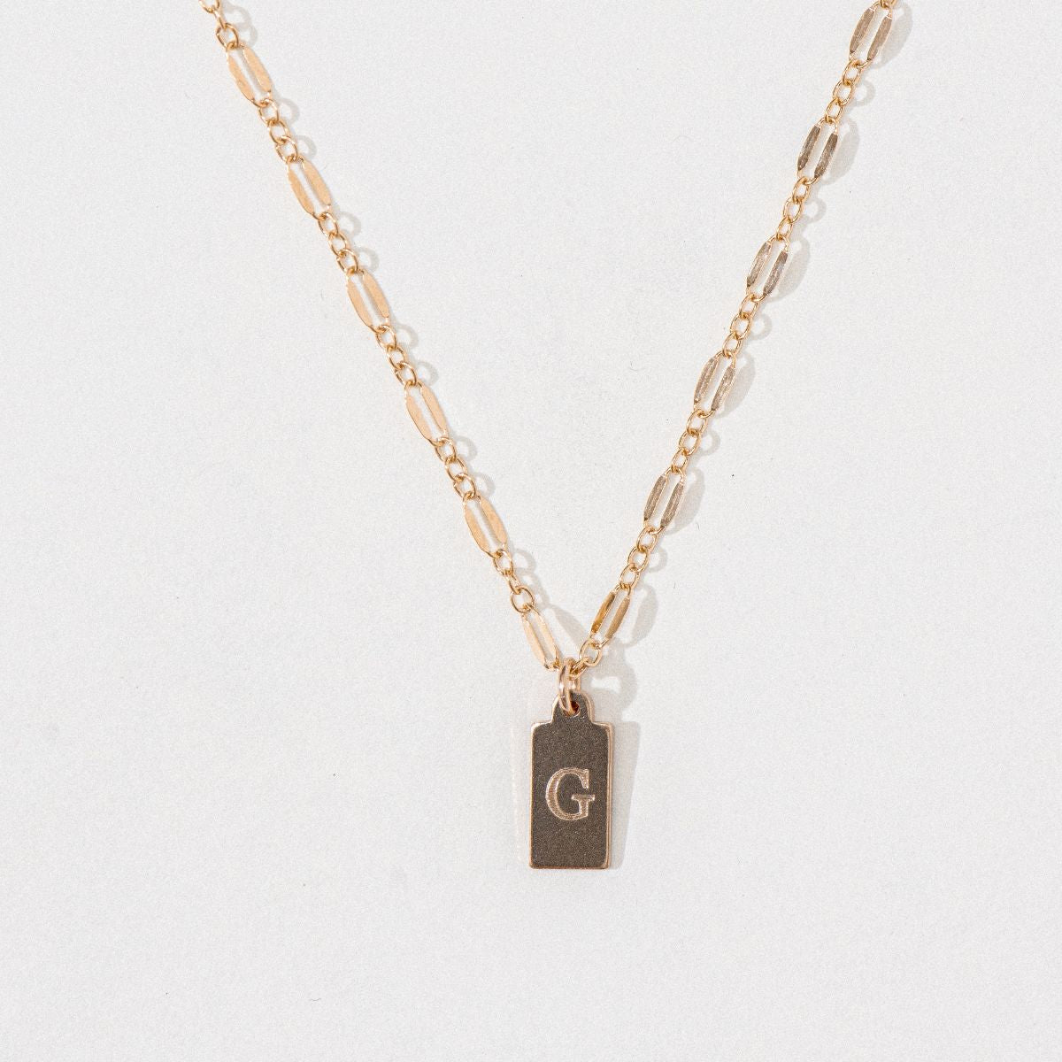 Gold Tag Engraved Necklace