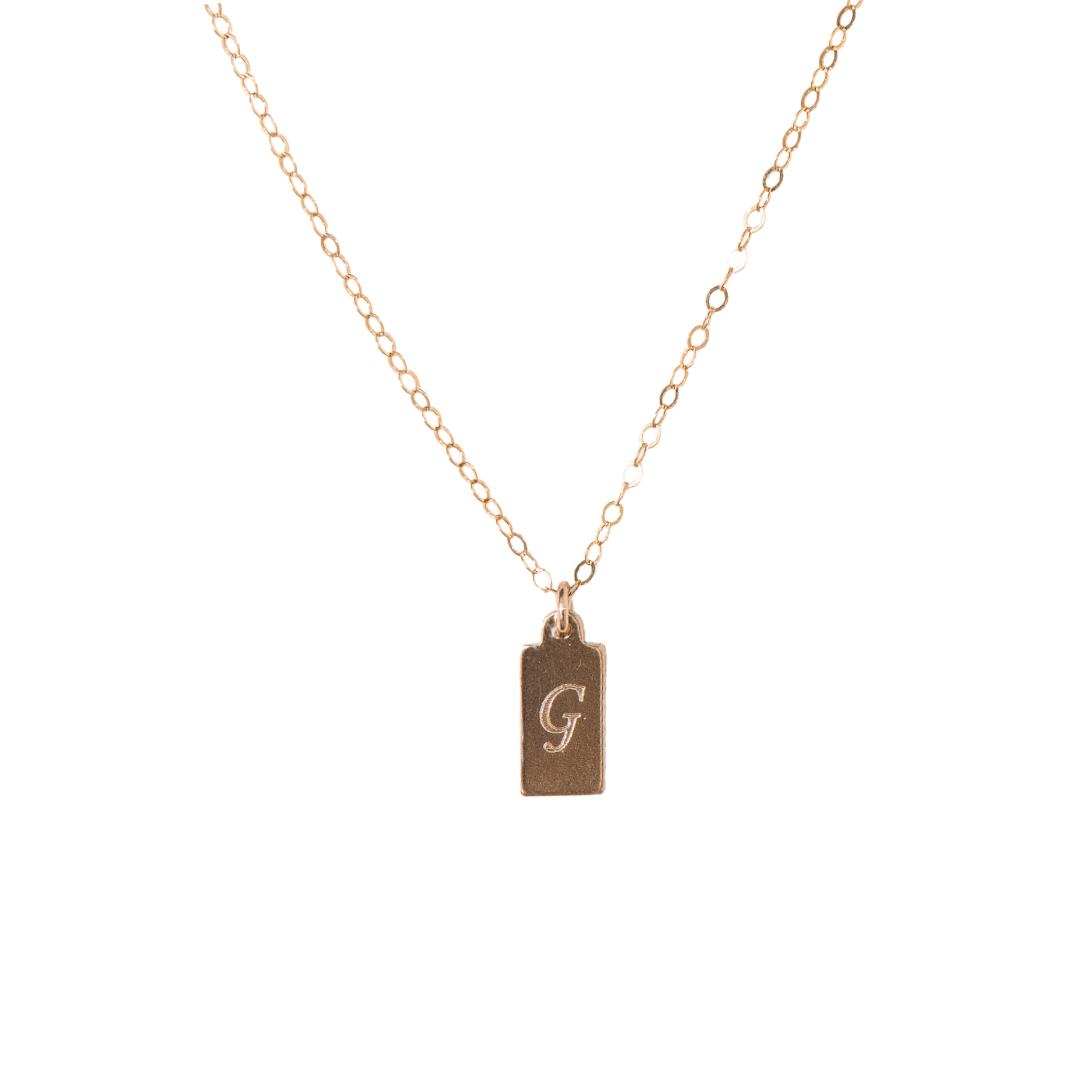 14K Gold Fill Tag Necklace Engraving Classic Chain