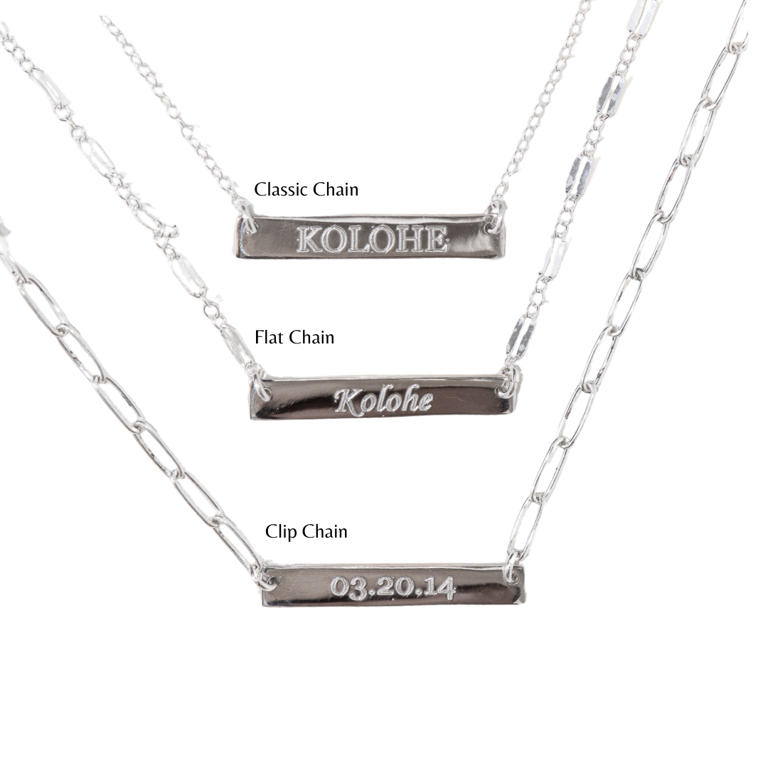 Silver Engraved Bar Necklace