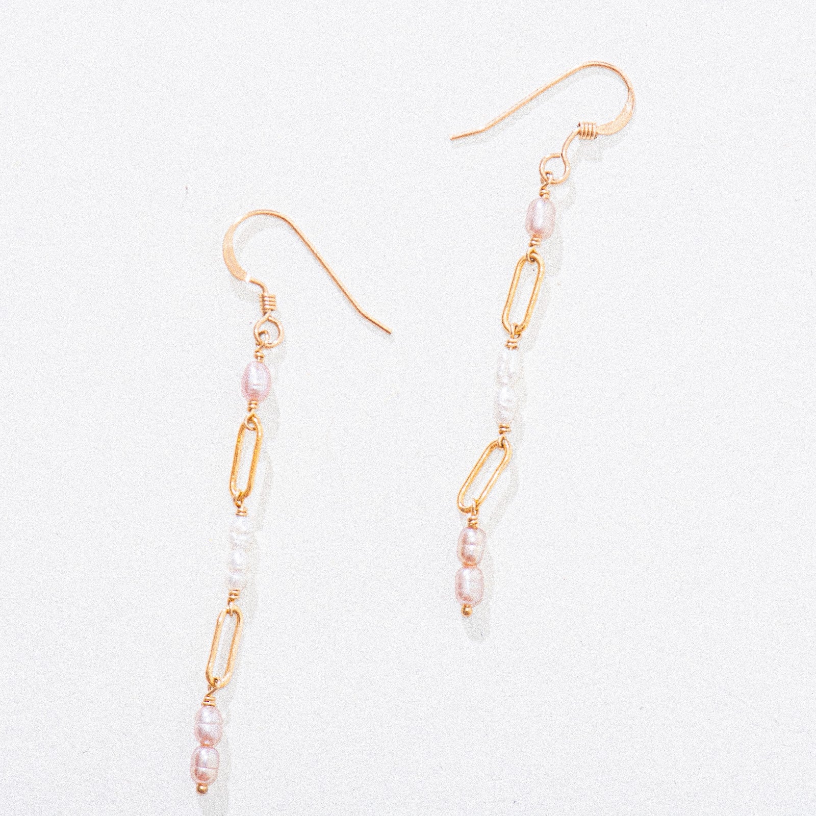 Gold Clip Pink Pearl Earrings