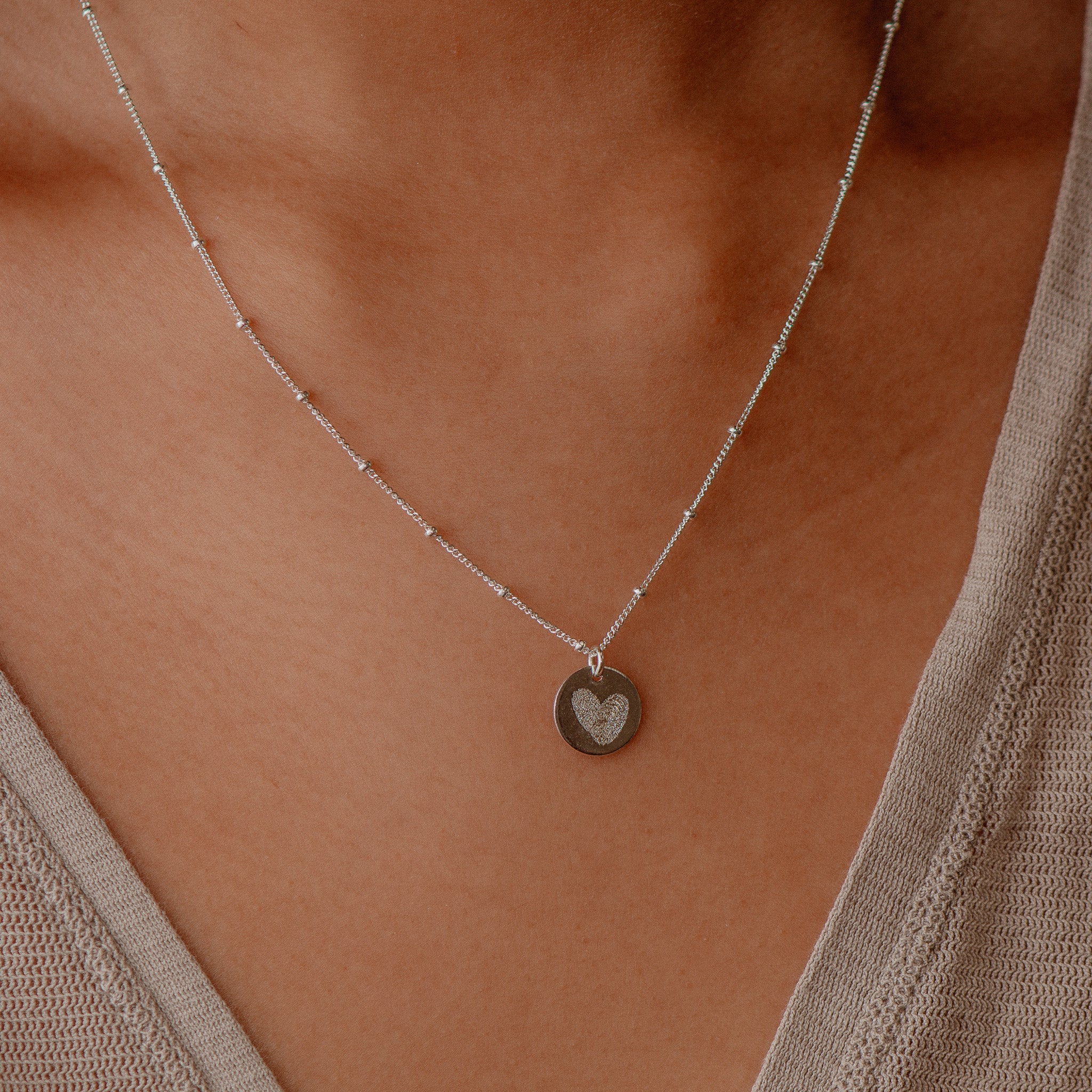 Small Silver Fingerprint Necklace