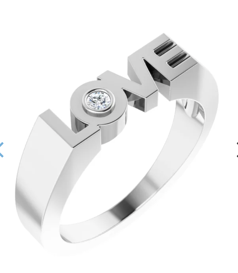 Sterling Silver .03 CT Natural Diamond Love Ring