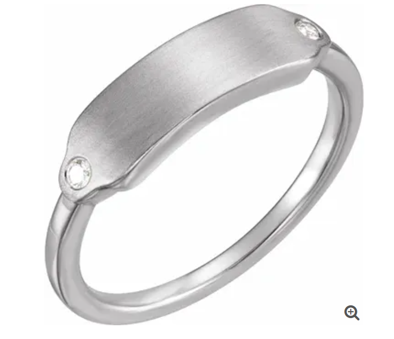 Sterling Silver Natural Diamond Signet Ring