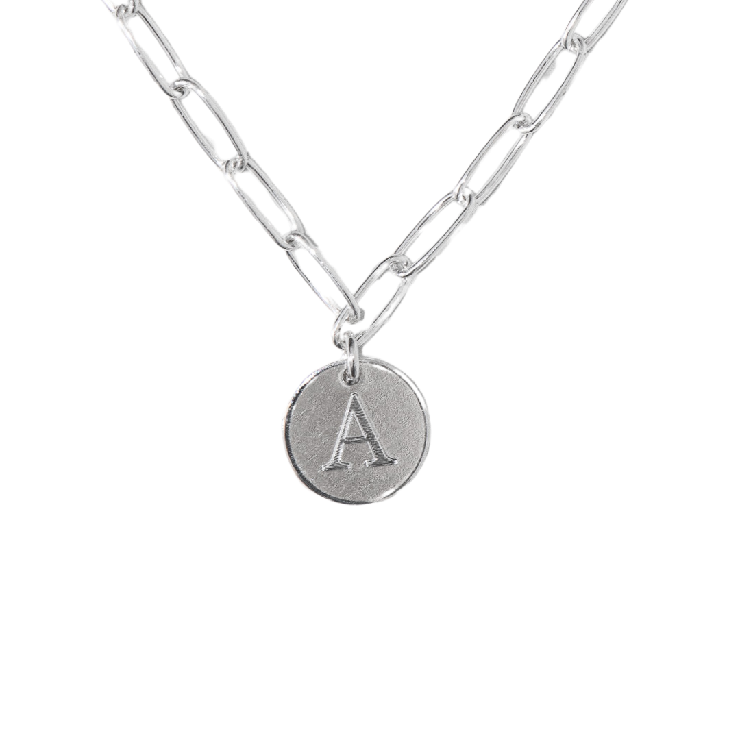 Silver Circle Engraved Necklace