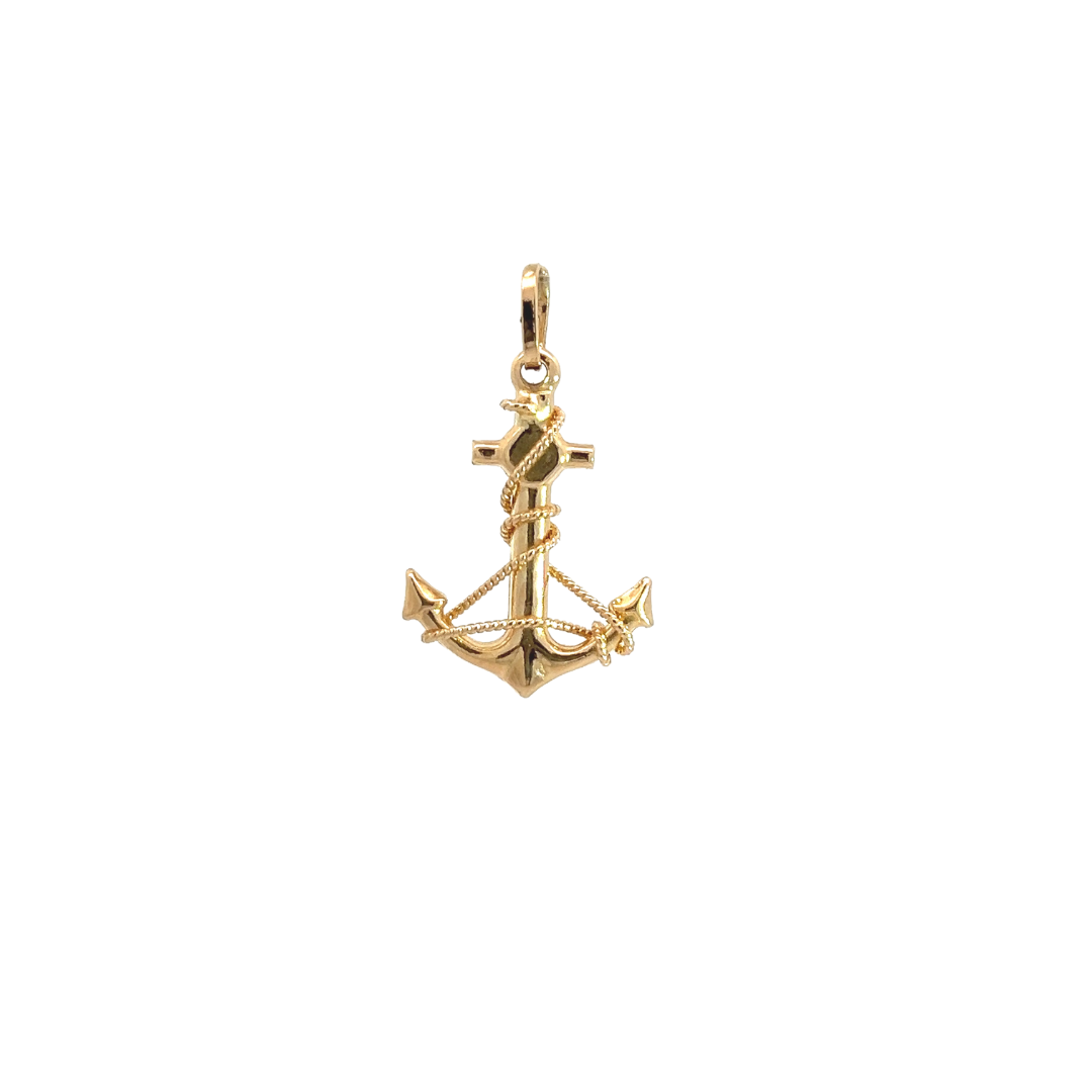 14k Yellow Gold Anchor Pendant