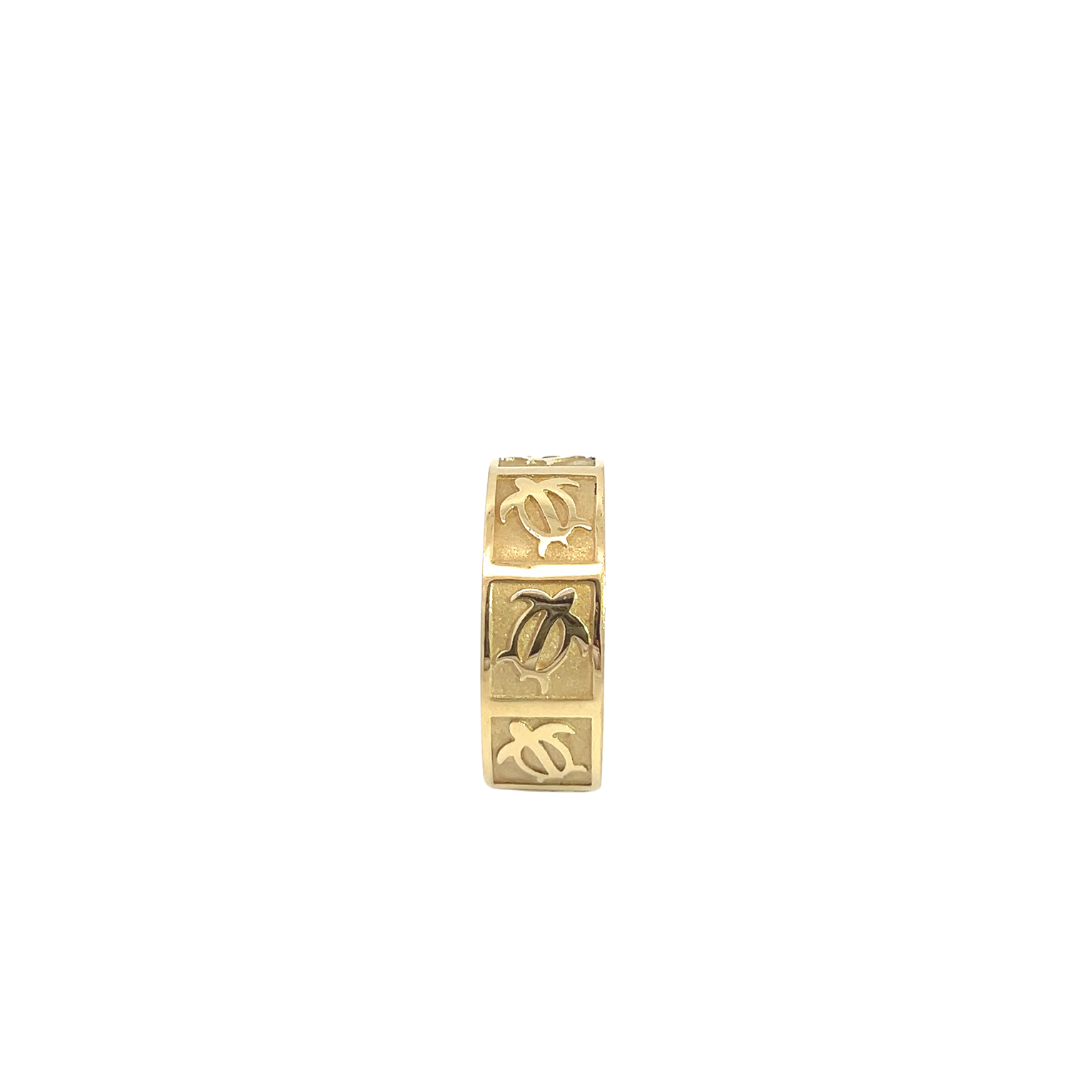 14K Solid Gold Turtle Band Ring