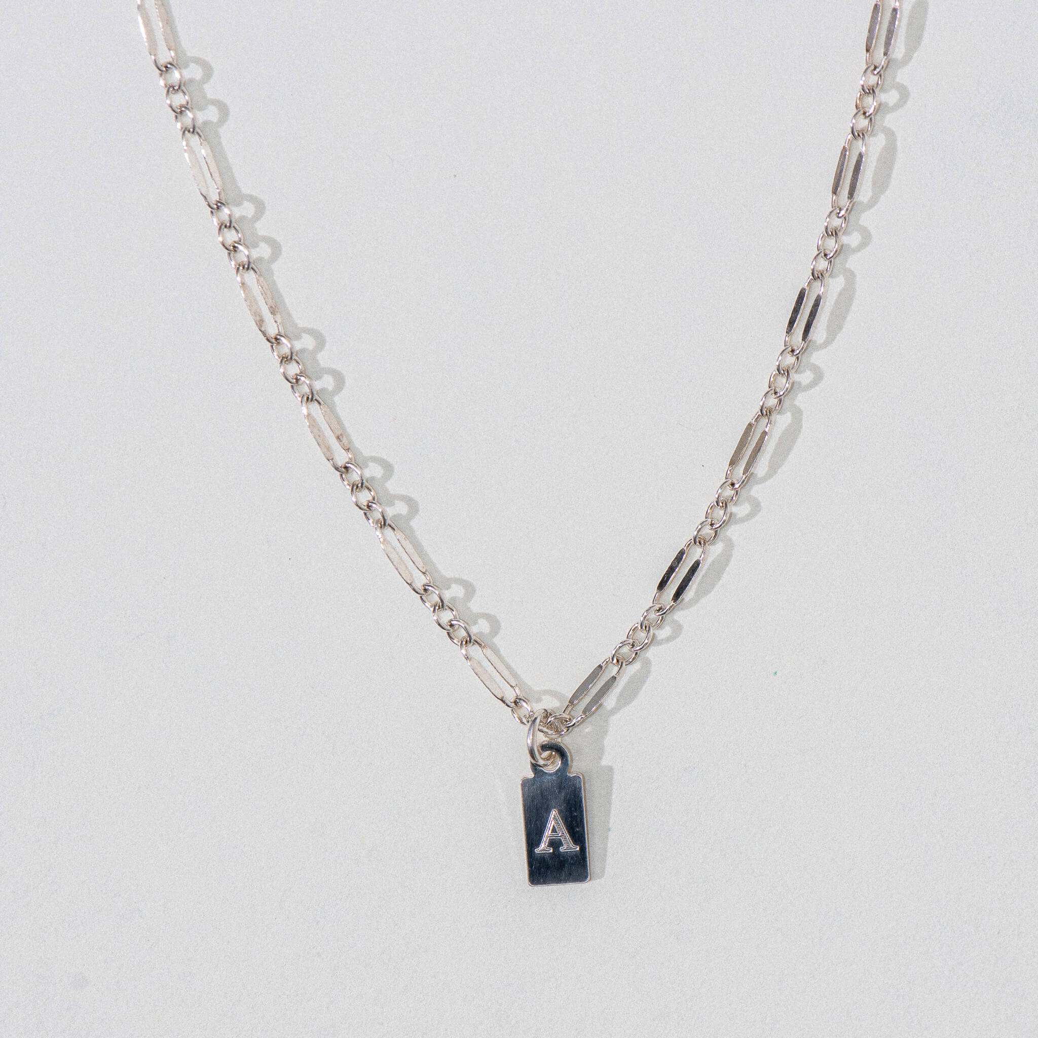 Silver Tag Engraved Necklace