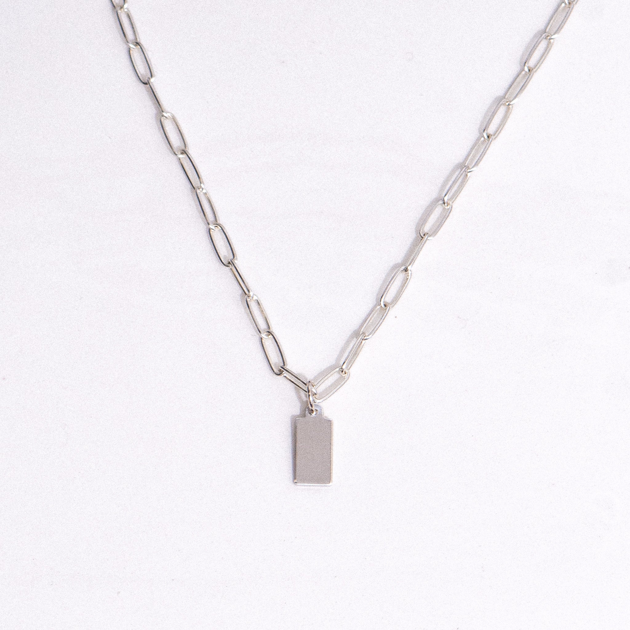 Tag Pendant Engraveable Clip Chain Necklace