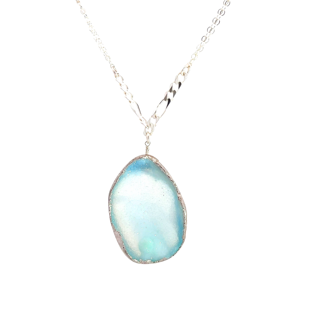 Sterling Silver Druzy Statement Necklace