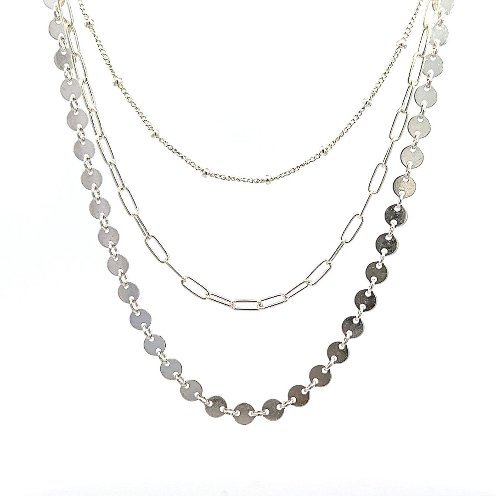 Silver Necklace Layer Set