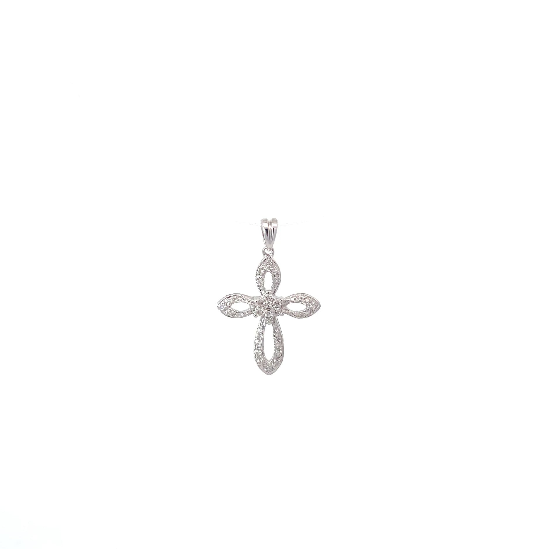 18K White Gold Fancy Diamond Cross Pendant