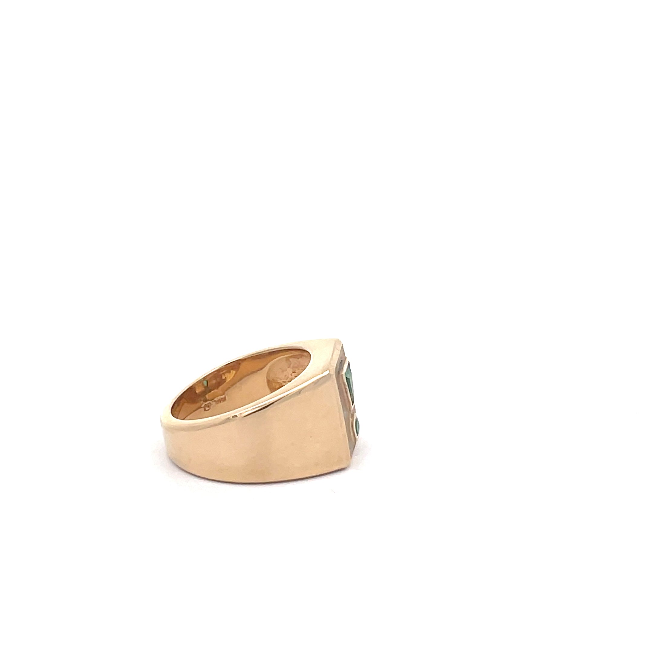 14K Yellow Gold Exclamation Point Emerald Ring