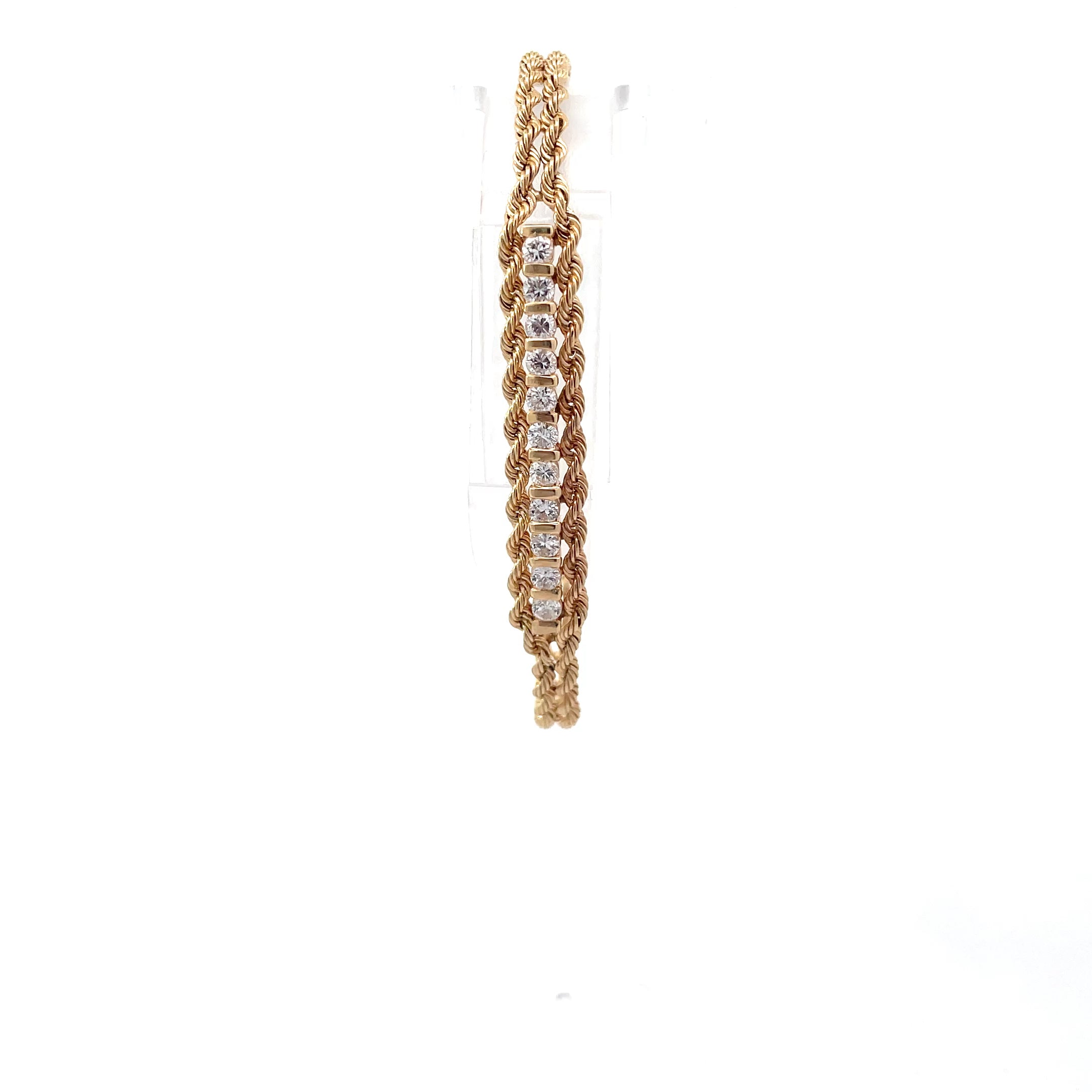 14K Yellow Gold Double Rope Diamond Bracelet