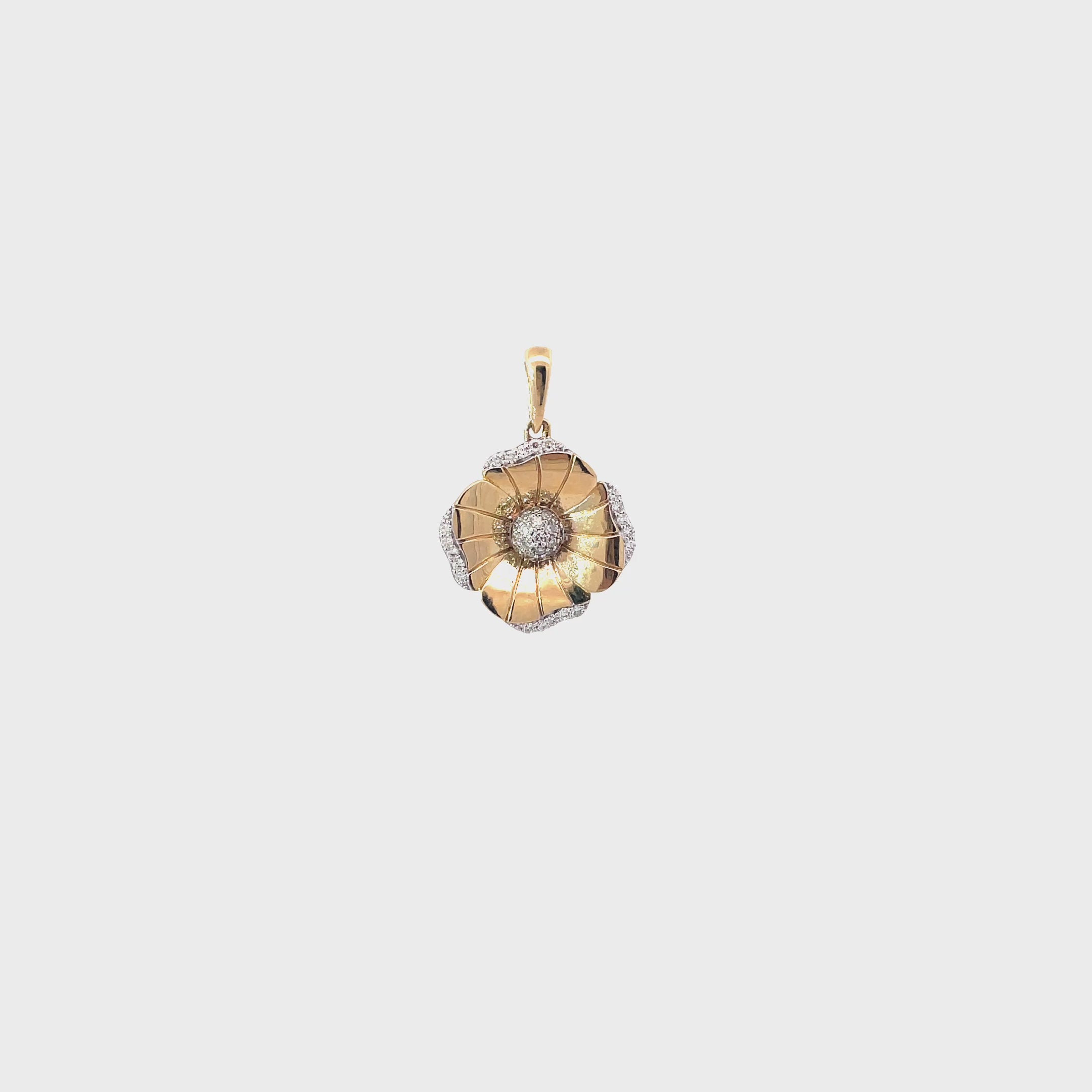 10K Yellow Gold Hawaiian Flower Pendant with Natural Diamonds